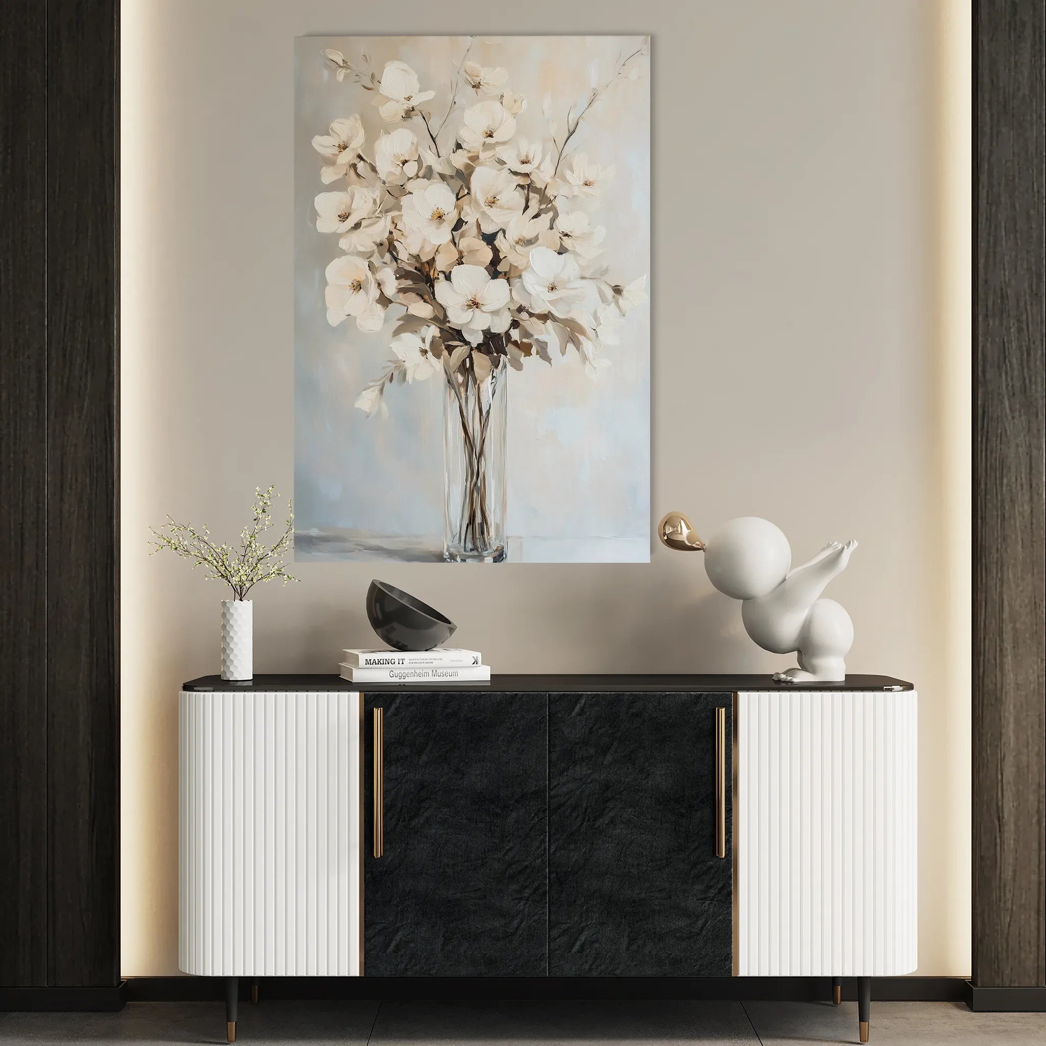 Floral 1458 Canvas Art 18" x 24" / 45 x 60 cm / Black