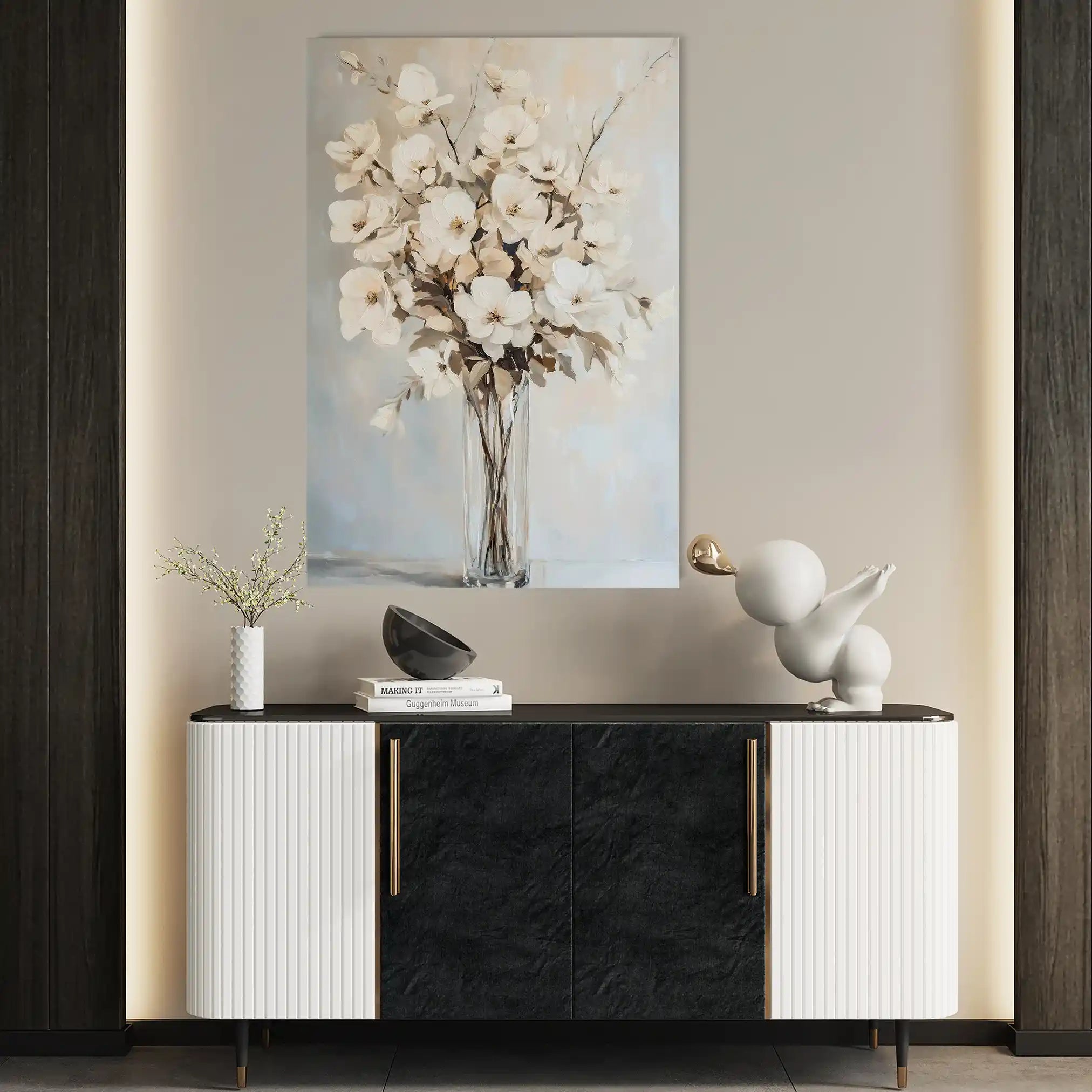 Floral 1458 Canvas Art 60 x 40 cm / Black