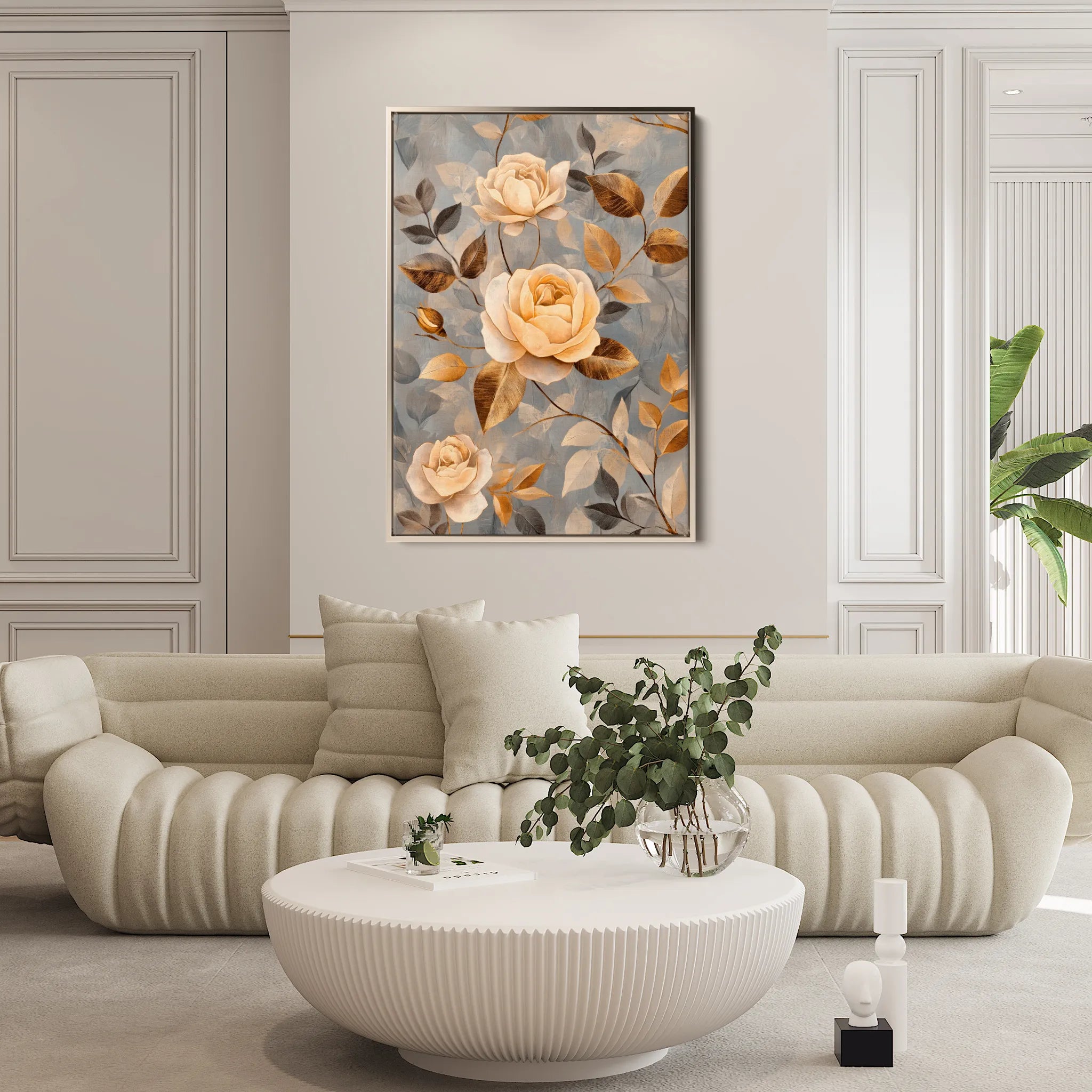 Floral 1459 Canvas Art 18" x 24" / 45 x 60 cm / Black