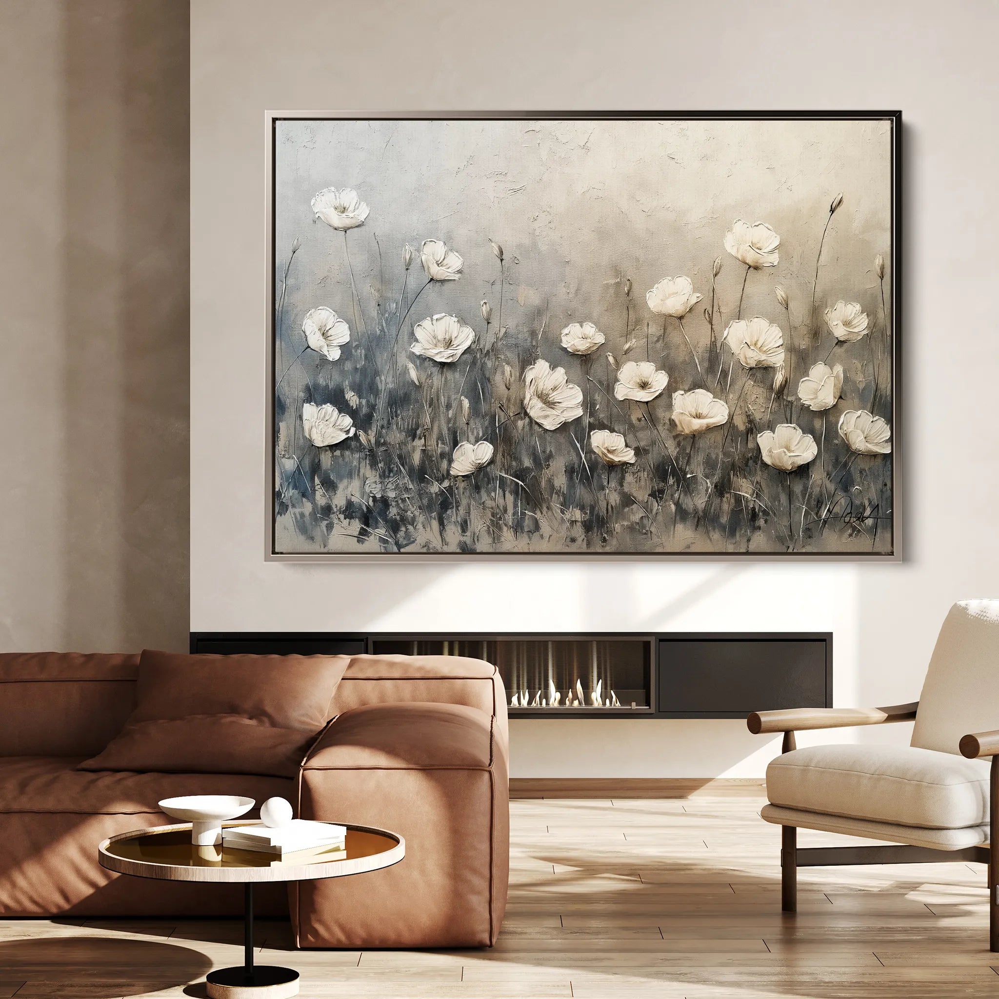 Floral 146 Canvas Art 18" x 24" / 45 x 60 cm / Black