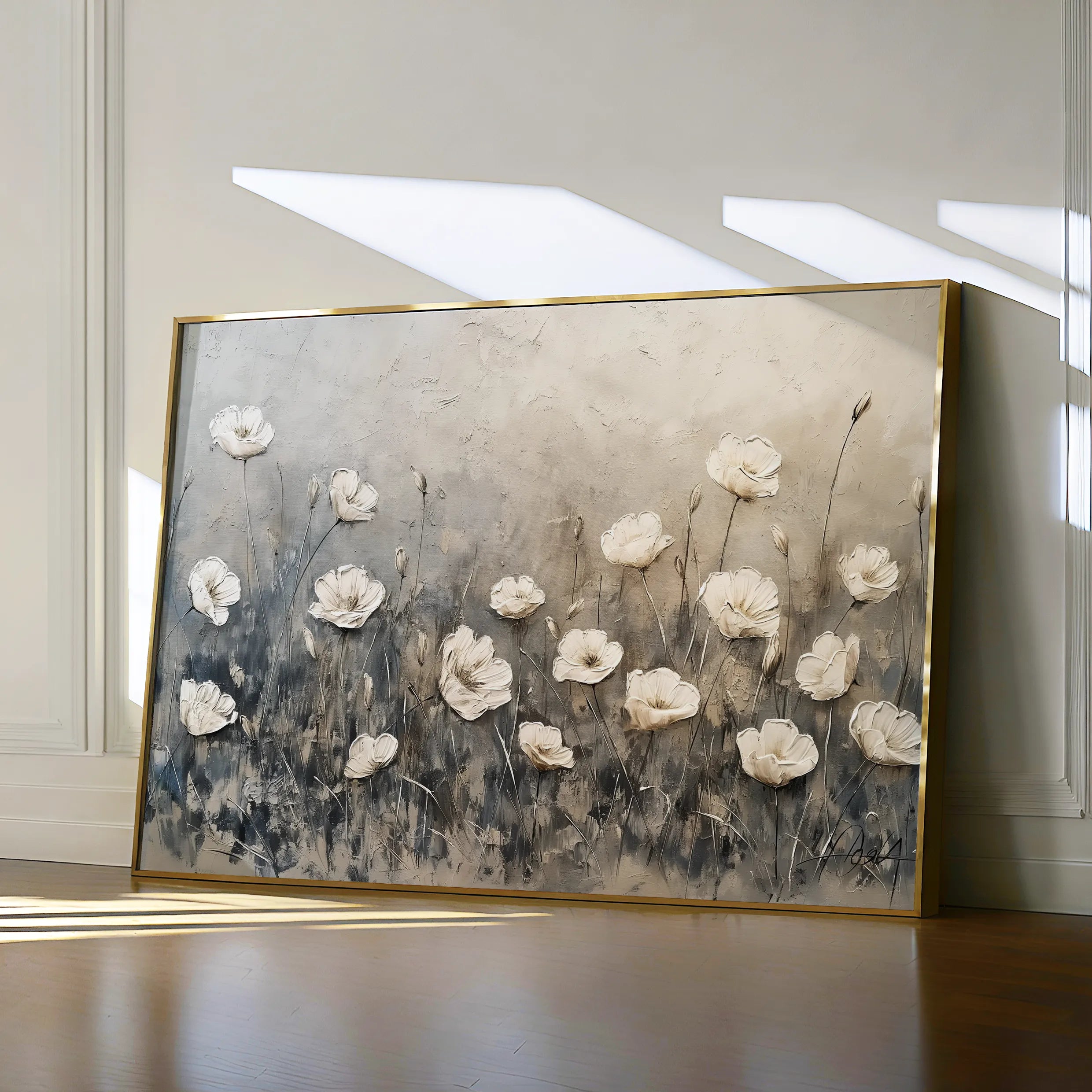 Floral 146 Canvas Art 18" x 24" / 45 x 60 cm / Black