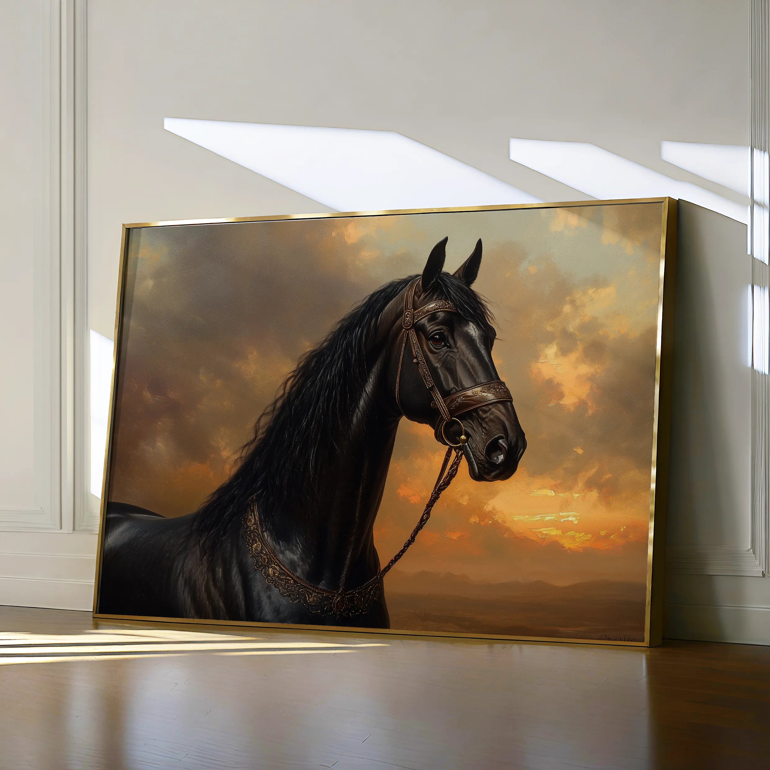 Horses 146 Canvas Art 18" x 24" / 45 x 60 cm / Black