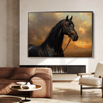 Horses 146 Canvas Art 18" x 24" / 45 x 60 cm / Black