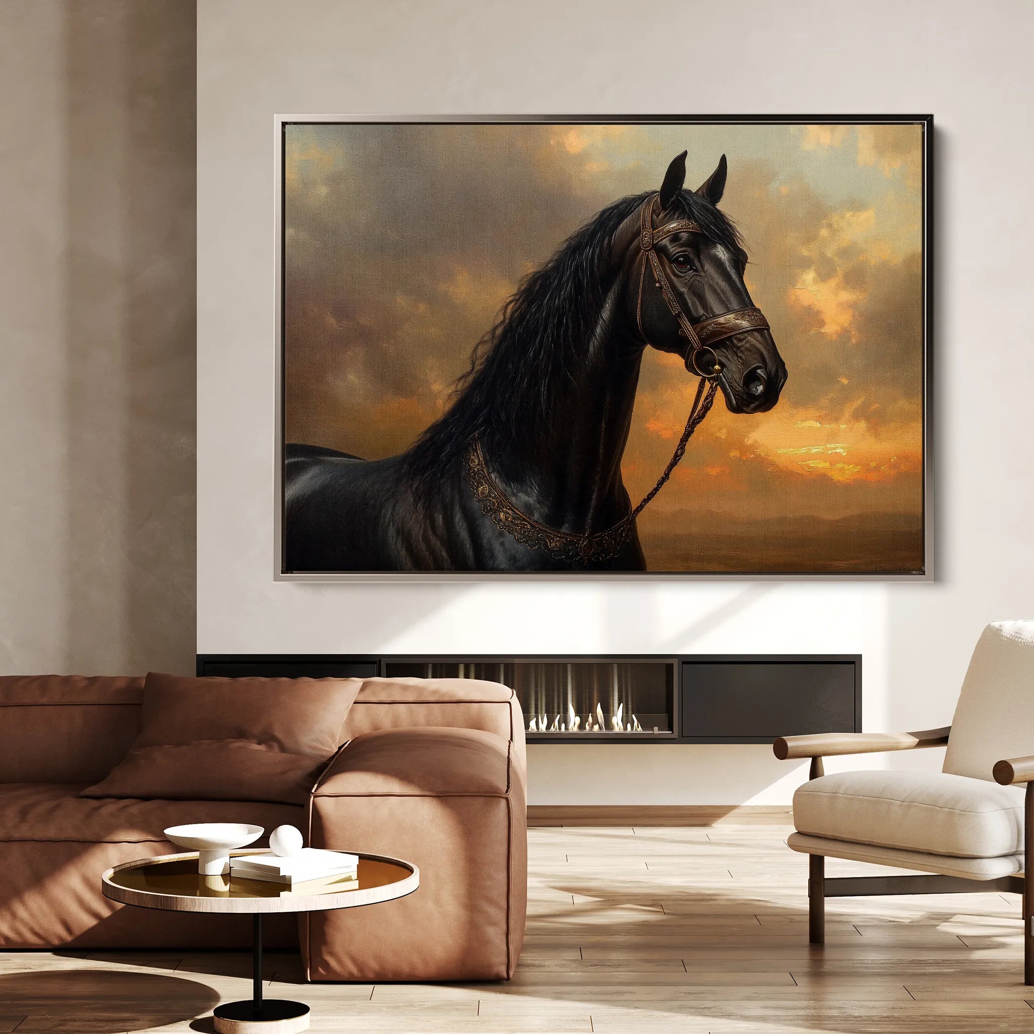 Horses 146 Canvas Art 18" x 24" / 45 x 60 cm / Black