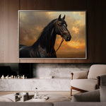 Horses 146 Canvas Art 18" x 24" / 45 x 60 cm / Black