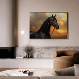 Horses 146 Canvas Art 18" x 24" / 45 x 60 cm / Black