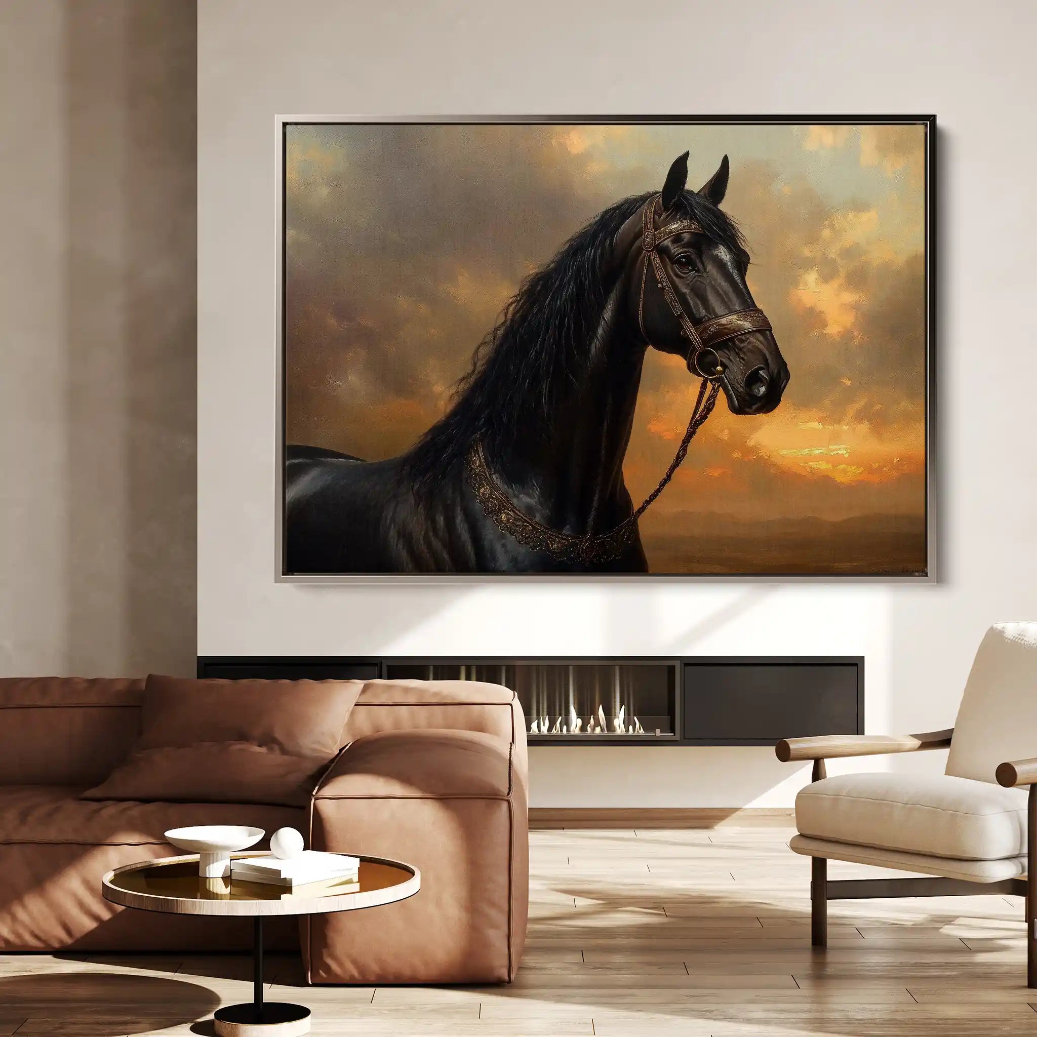Horses 146 Canvas Art 60 x 40 cm / Black