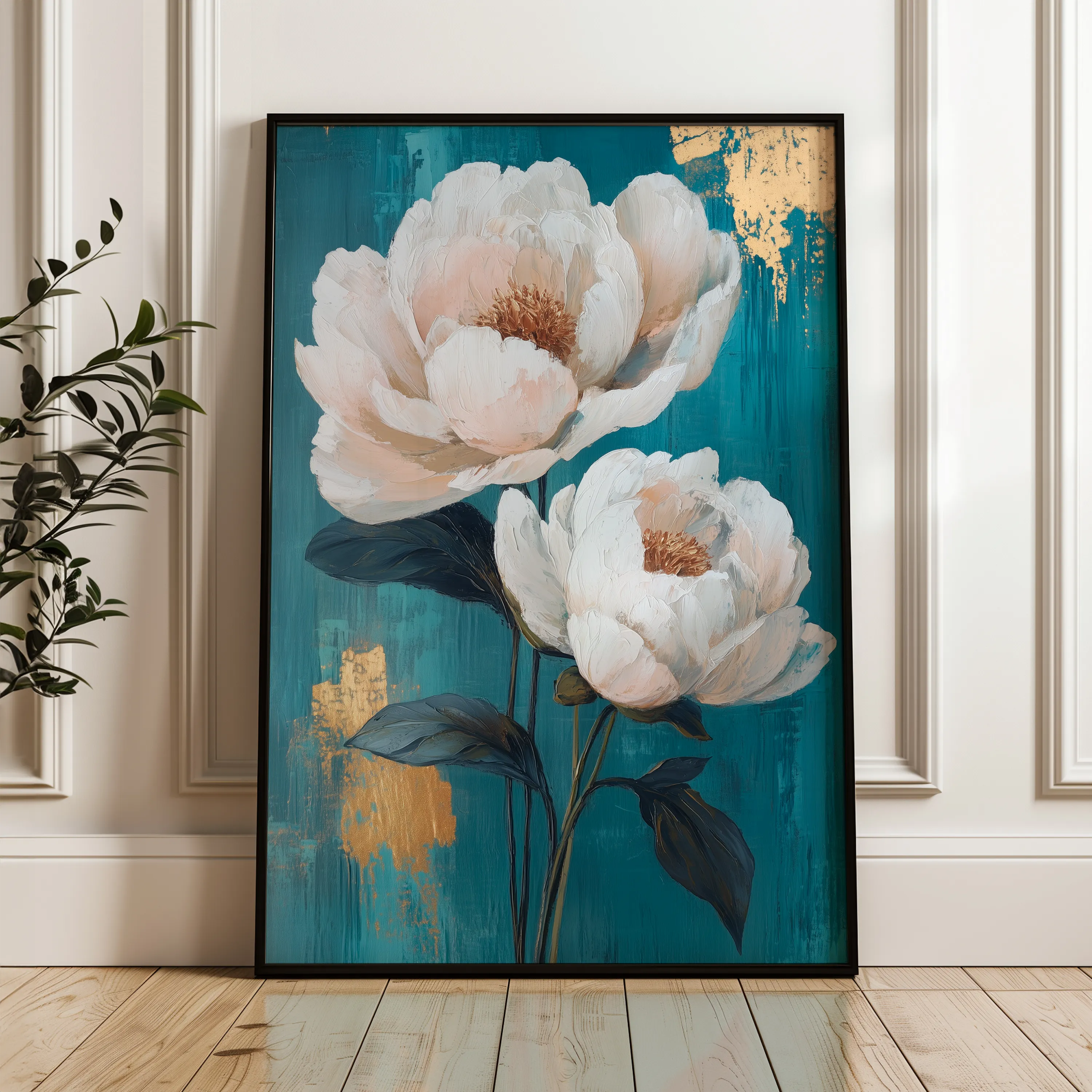 Floral 1460 Canvas Art 18" x 24" / 45 x 60 cm / Black