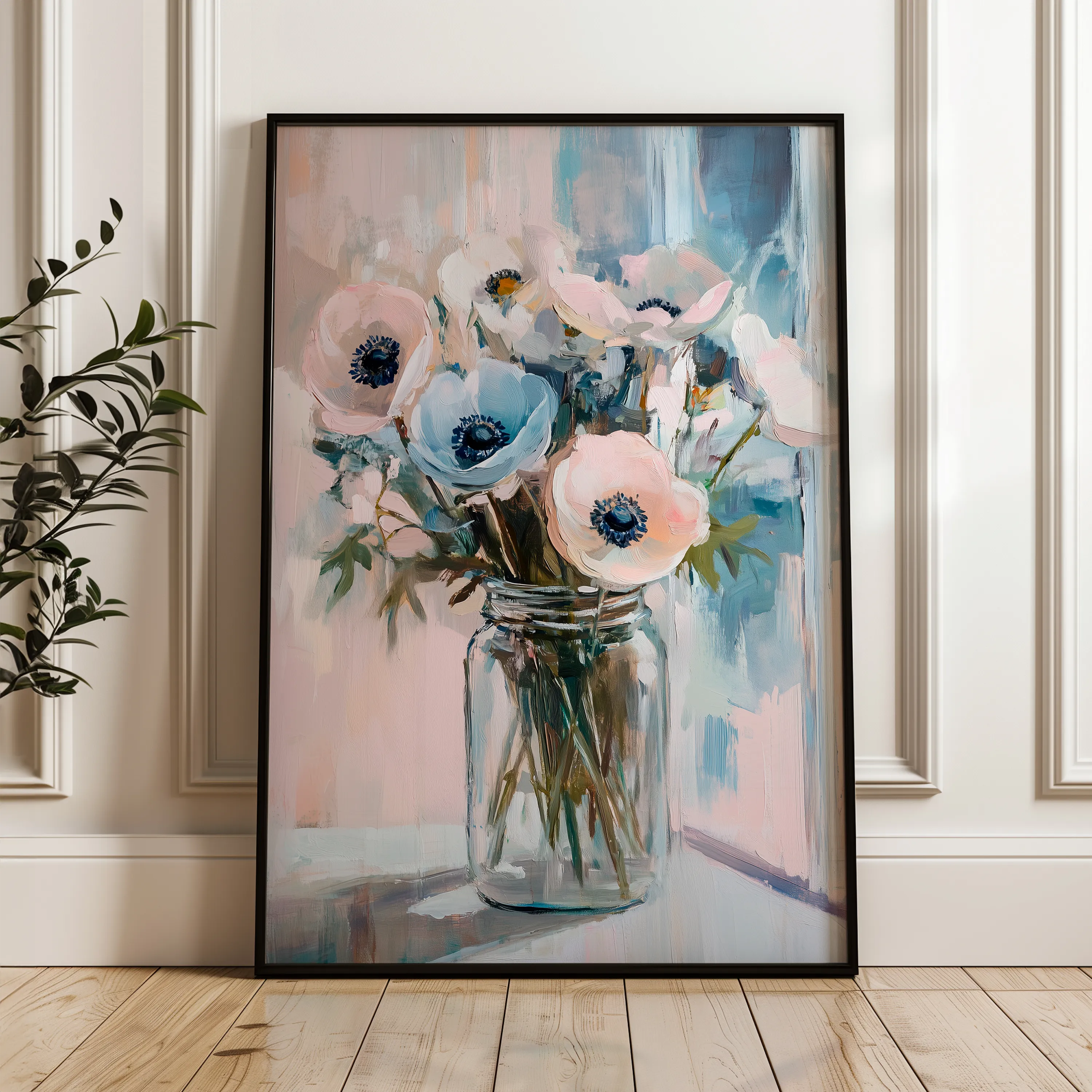 Floral 1461 Canvas Art 18" x 24" / 45 x 60 cm / Black