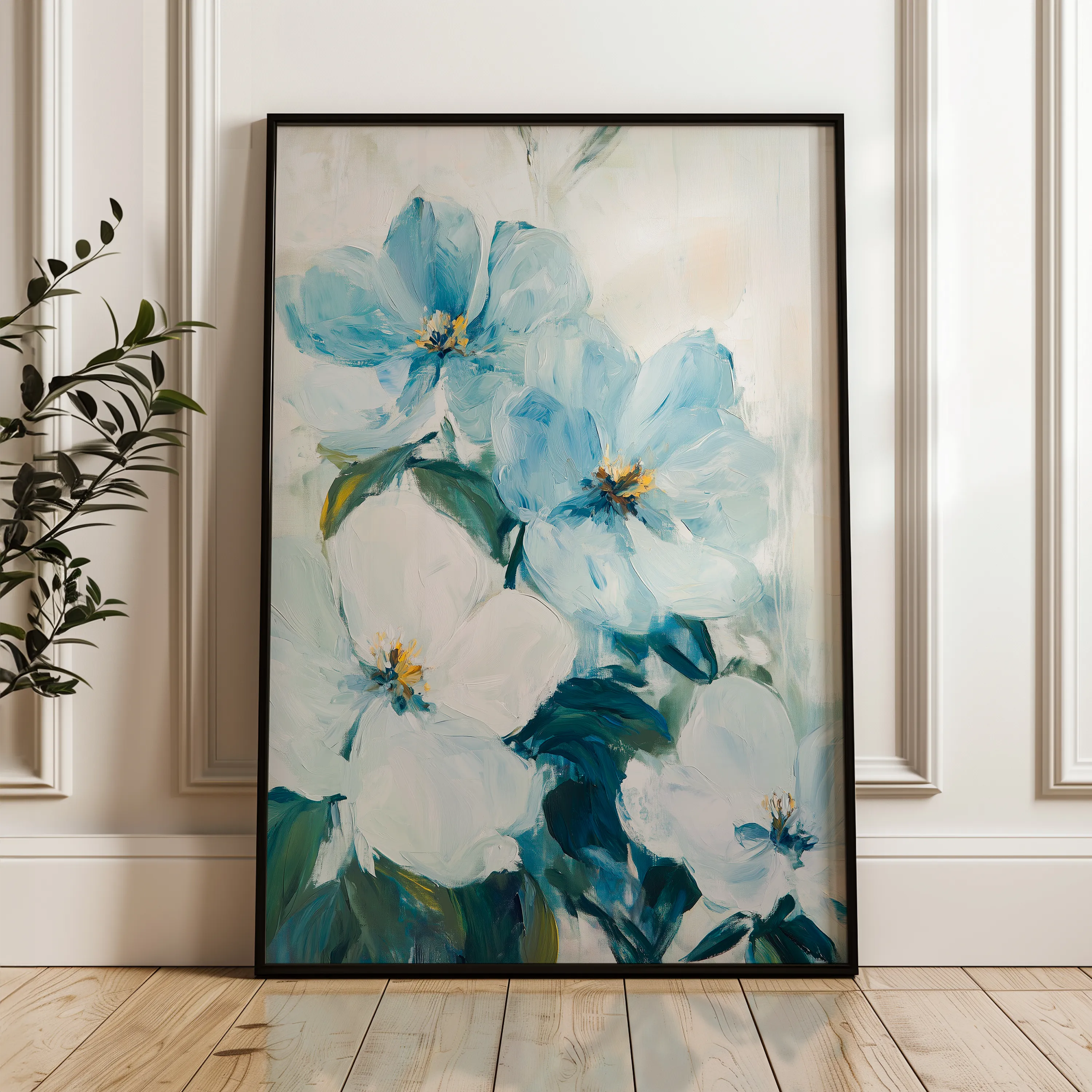 Floral 1462 Canvas Art 18" x 24" / 45 x 60 cm / Black