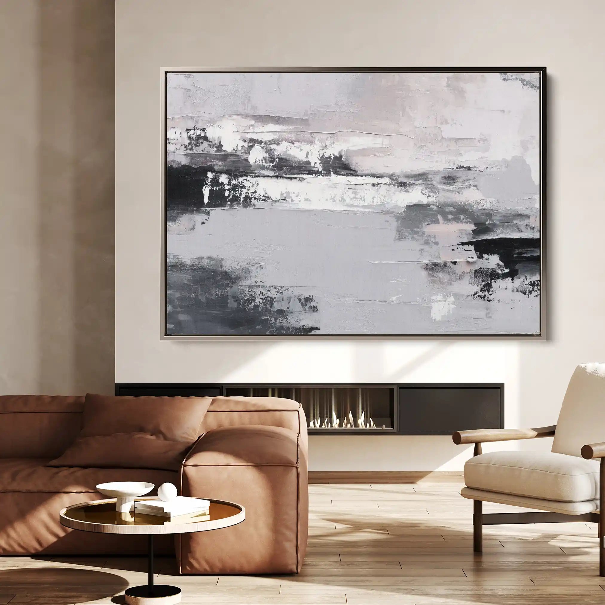 Abstract 1463 Canvas Art 60 x 40 cm / Black