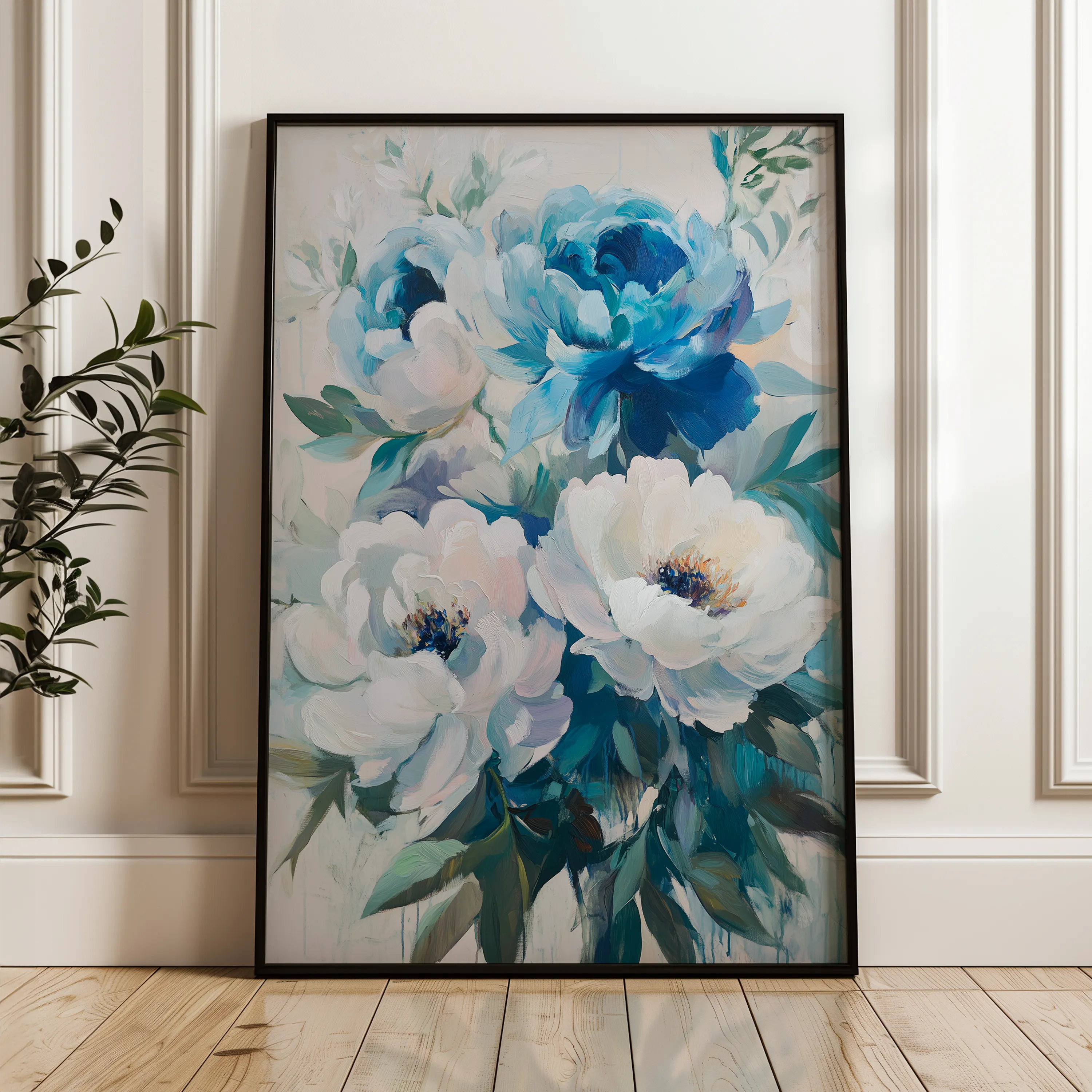 Floral 1463 Canvas Art 18" x 24" / 45 x 60 cm / Black