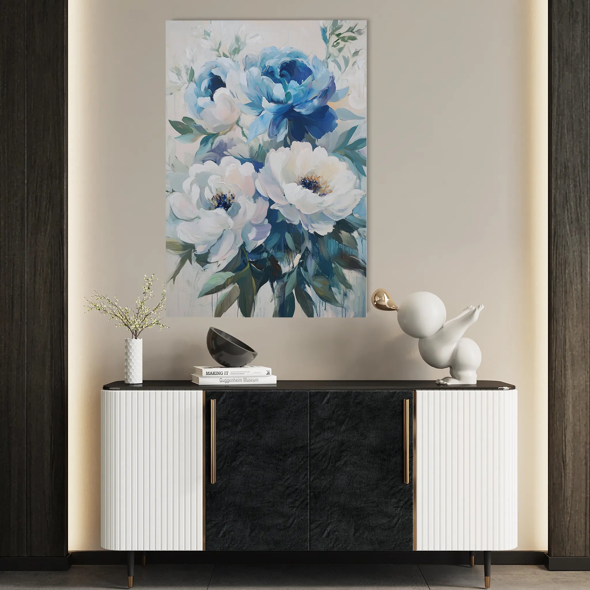 Floral 1463 Canvas Art 18" x 24" / 45 x 60 cm / Black