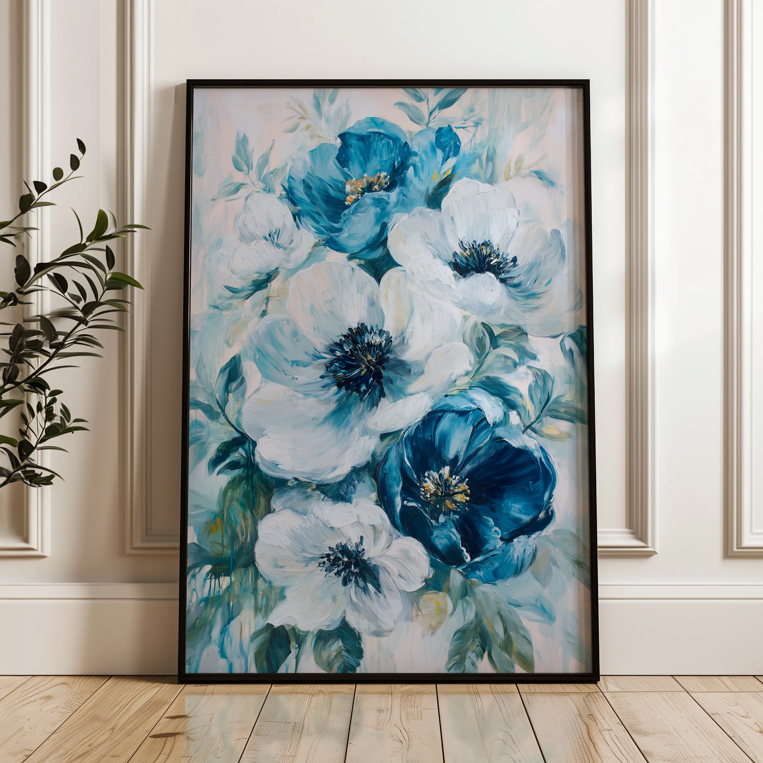Floral 1464 Canvas Art 18" x 24" / 45 x 60 cm / Black