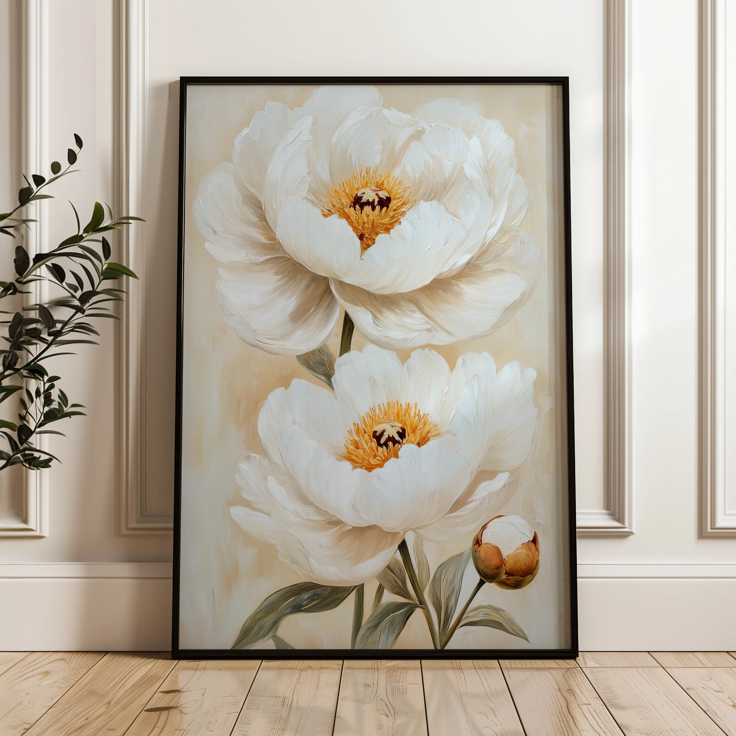 Floral 1465 Canvas Art 18" x 24" / 45 x 60 cm / Black