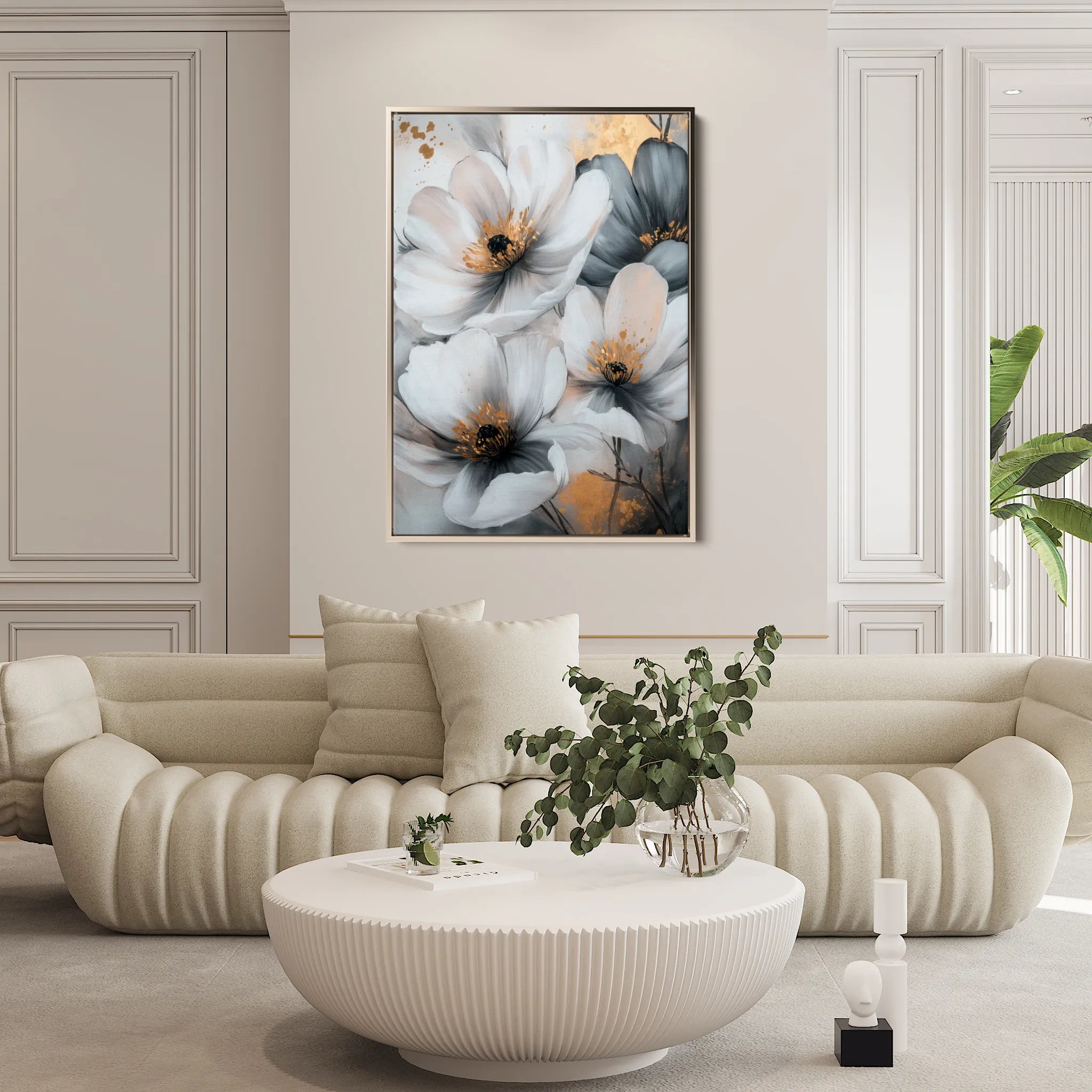 Floral 1466 Canvas Art 18" x 24" / 45 x 60 cm / Black