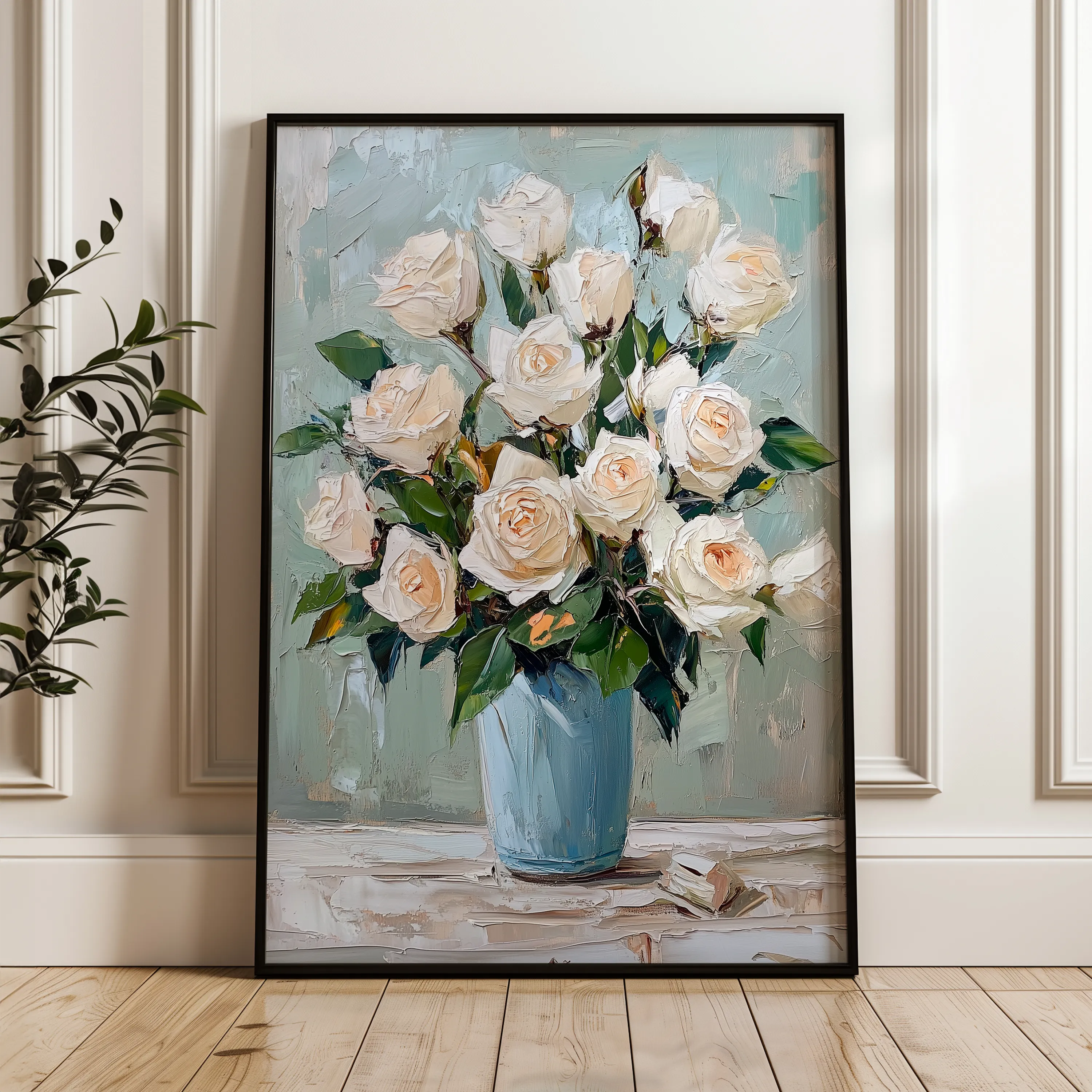 Floral 1467 Canvas Art 18" x 24" / 45 x 60 cm / Black