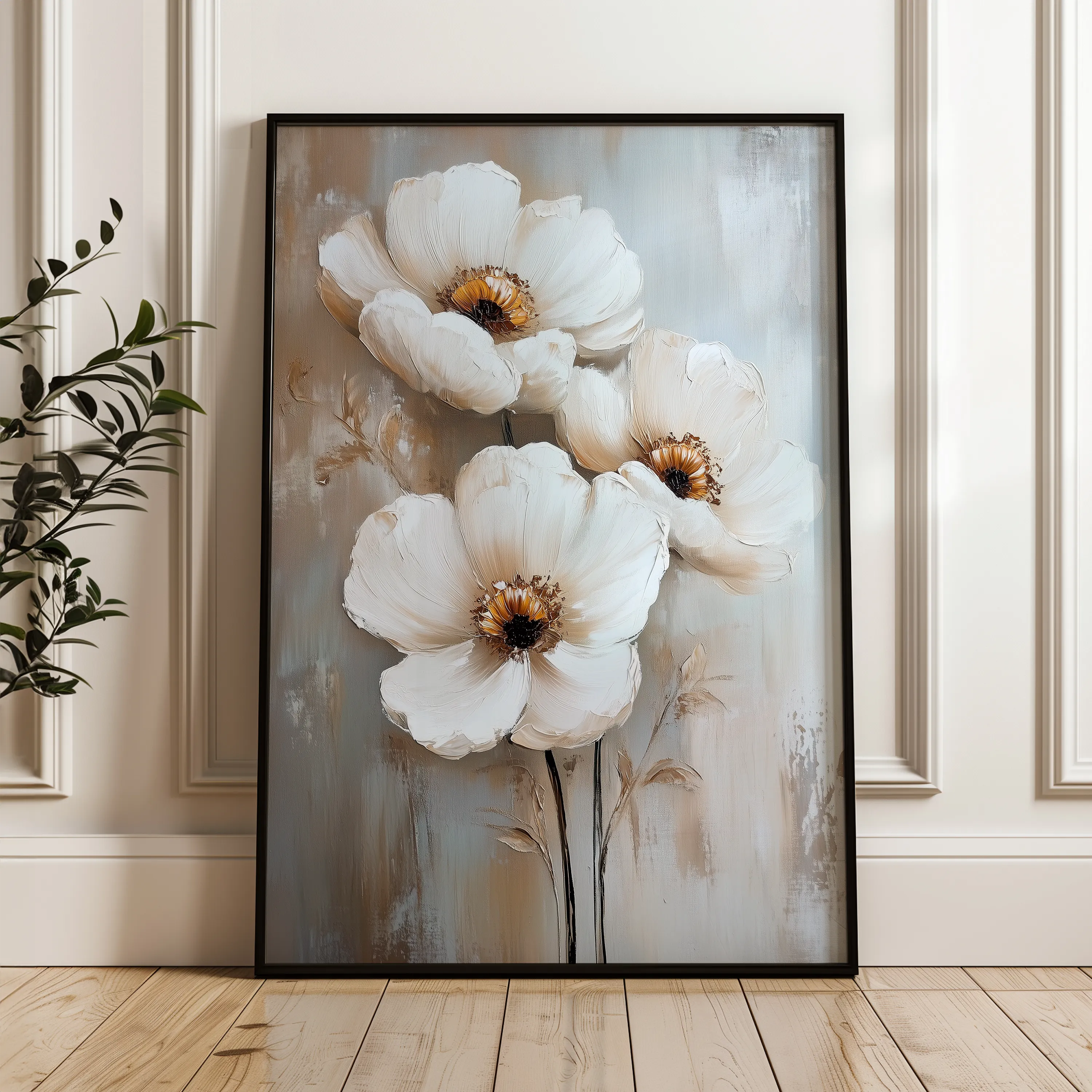 Floral 1468 Canvas Art 18" x 24" / 45 x 60 cm / Black