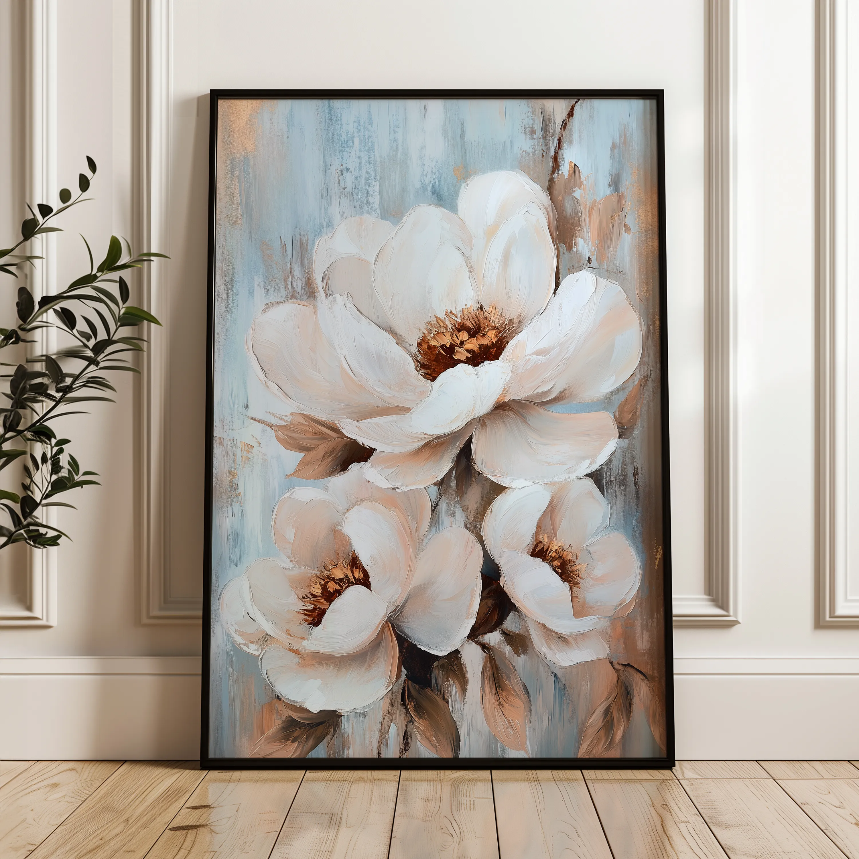 Floral 1469 Canvas Art 18" x 24" / 45 x 60 cm / Black