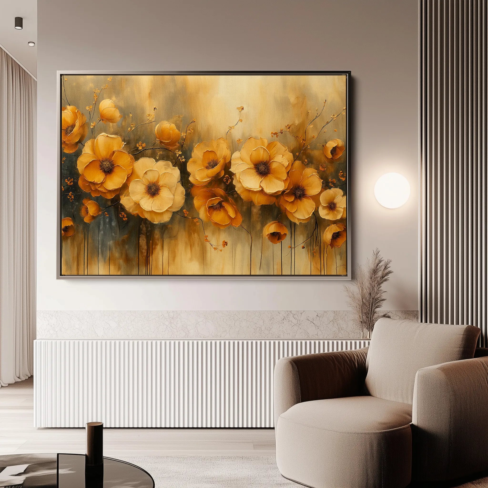 Floral 147 Canvas Art 18" x 24" / 45 x 60 cm / Black