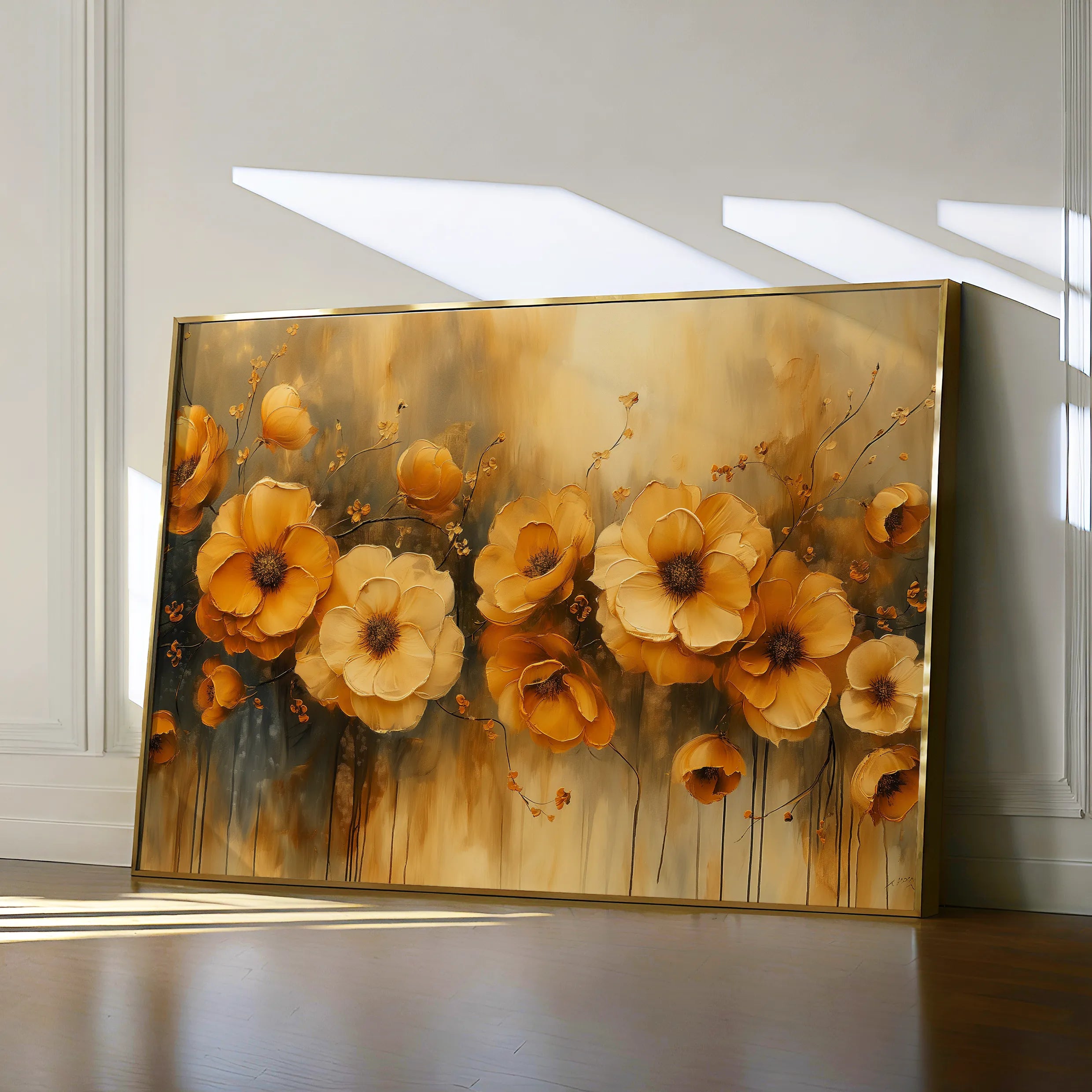 Floral 147 Canvas Art 18" x 24" / 45 x 60 cm / Black
