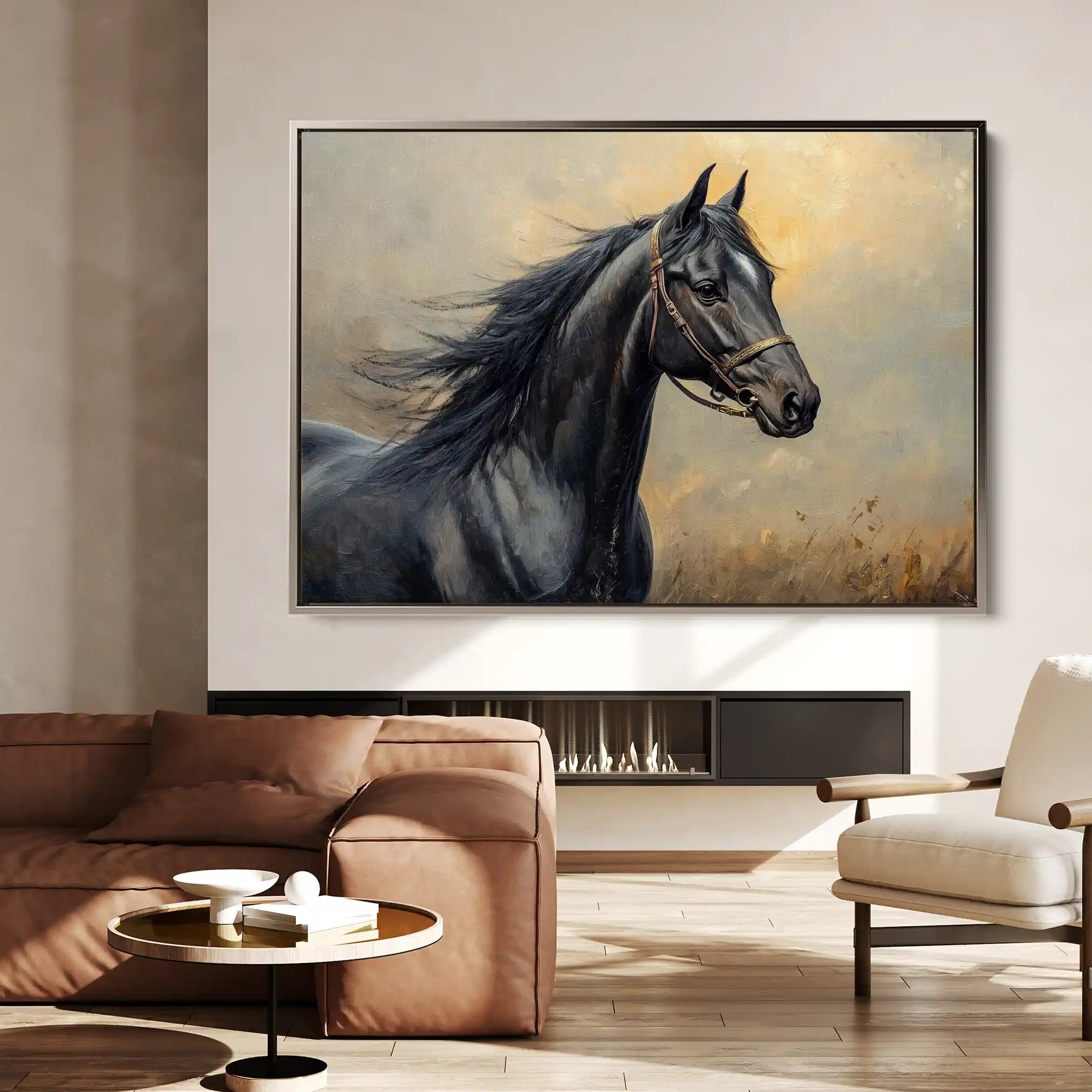 Horses 147 Canvas Art 60 x 40 cm / Black