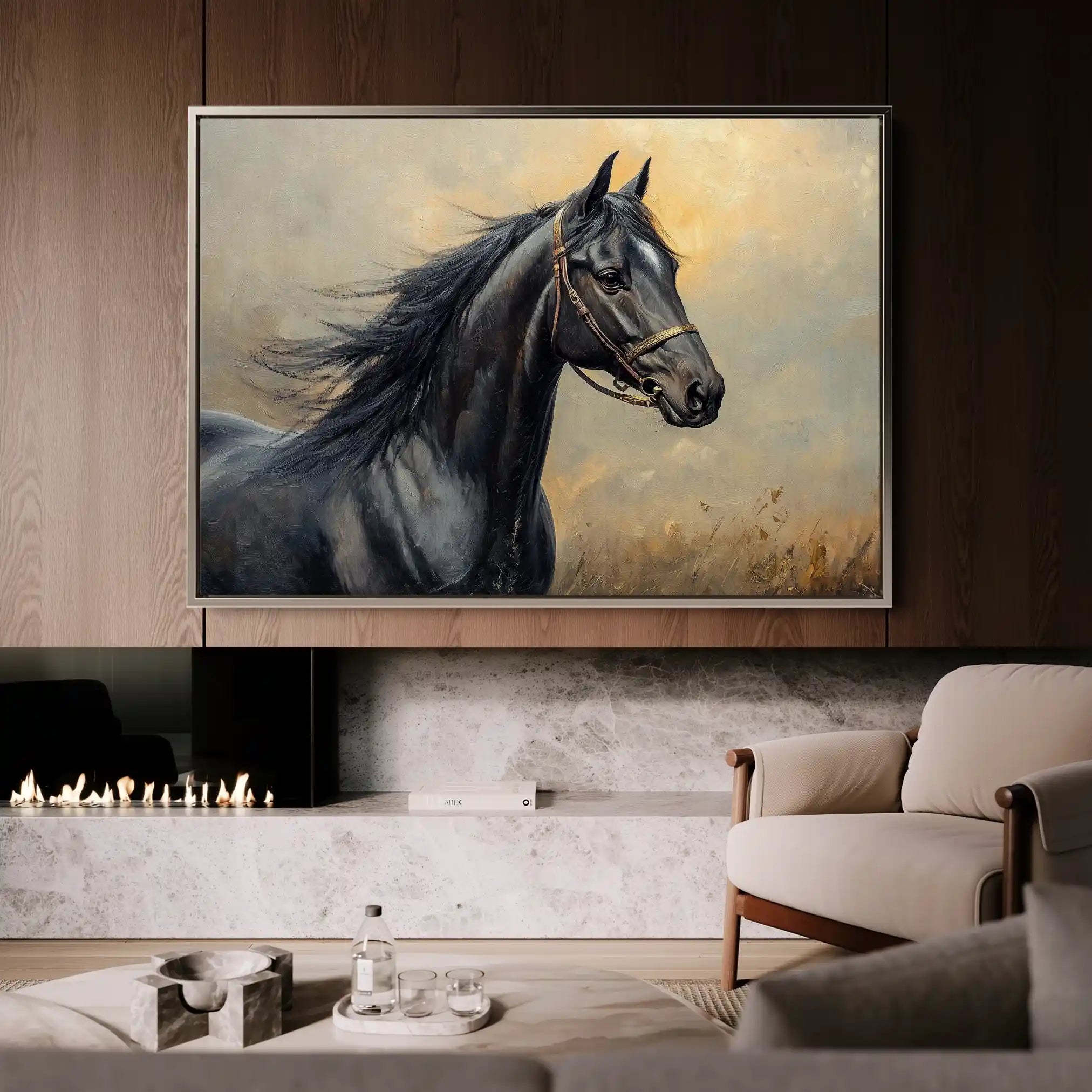 Horses 147 Canvas Art 60 x 40 cm / Black