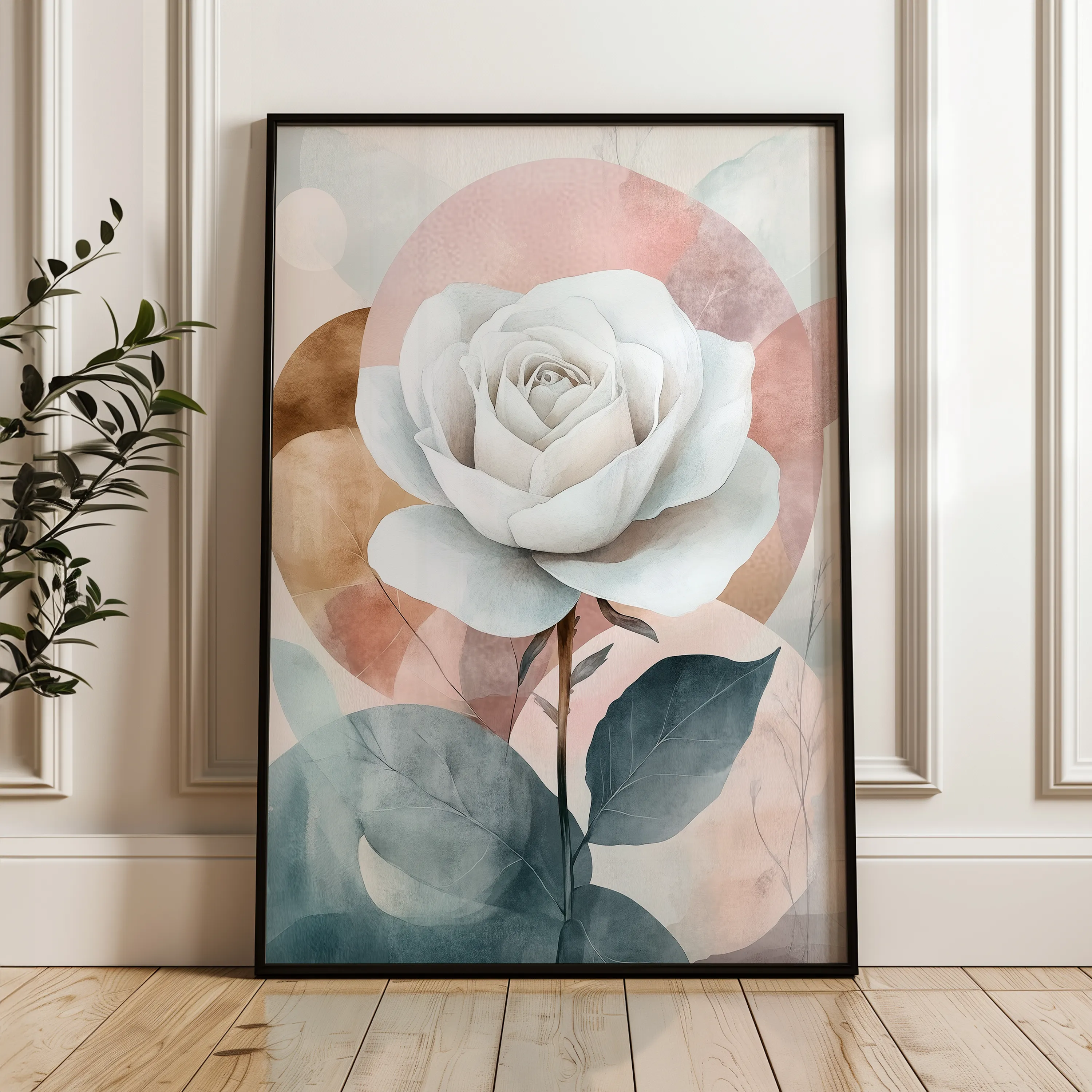 Floral 1472 Canvas Art 18" x 24" / 45 x 60 cm / Black