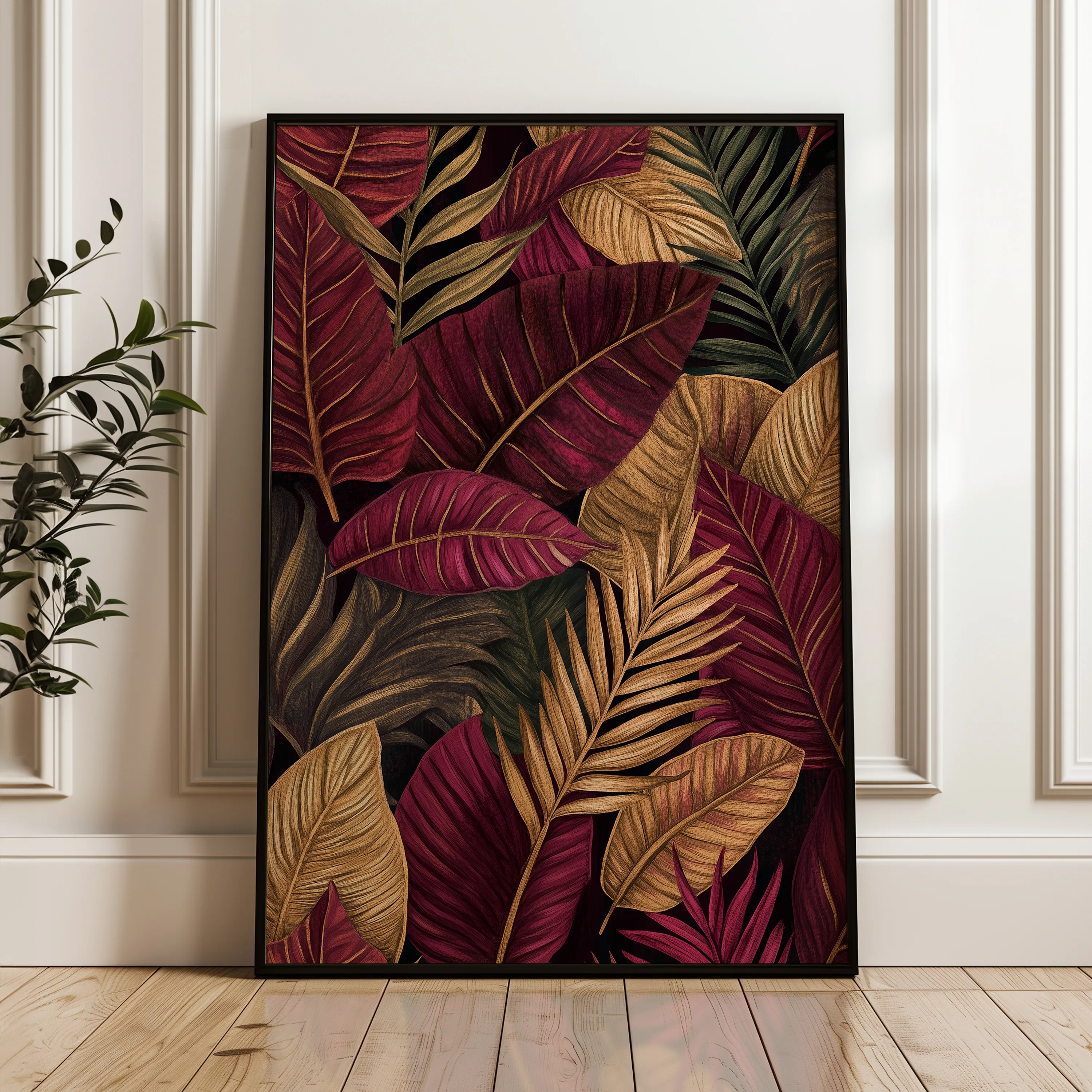 Floral 1473 Canvas Art 18" x 24" / 45 x 60 cm / Black