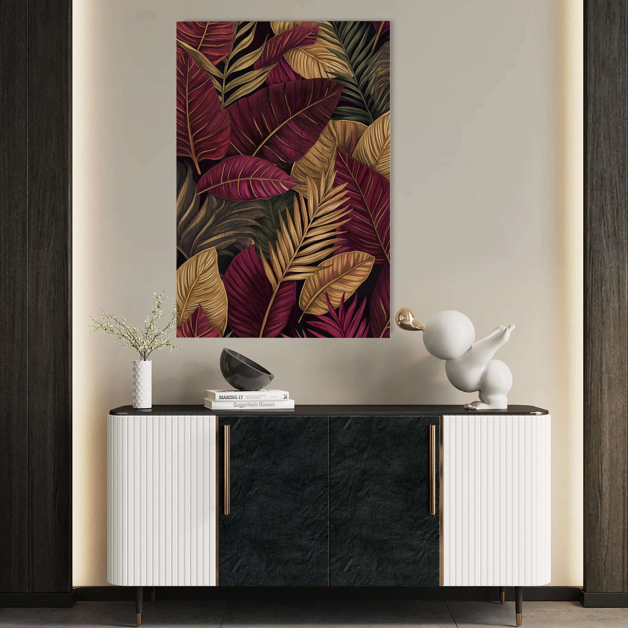 Floral 1473 Canvas Art 18" x 24" / 45 x 60 cm / Black