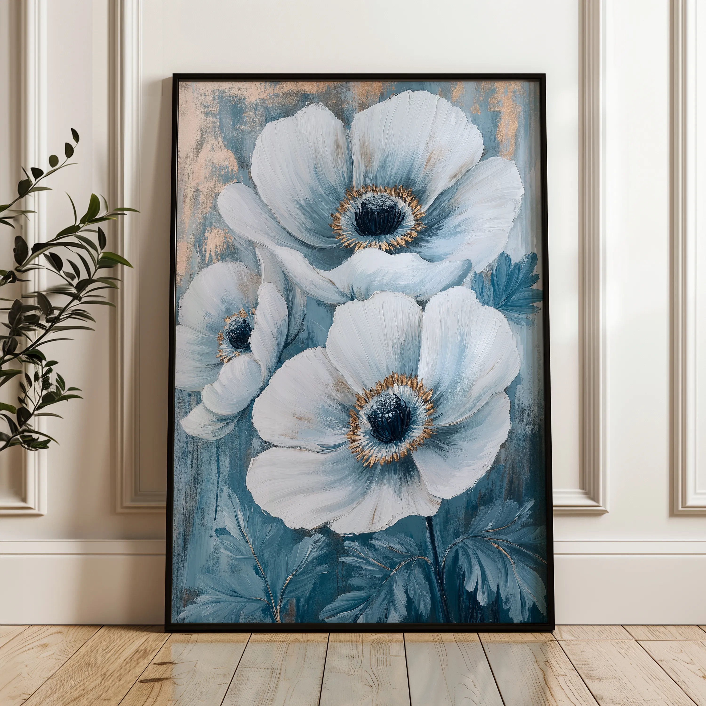 Floral 1475 Canvas Art 18" x 24" / 45 x 60 cm / Black