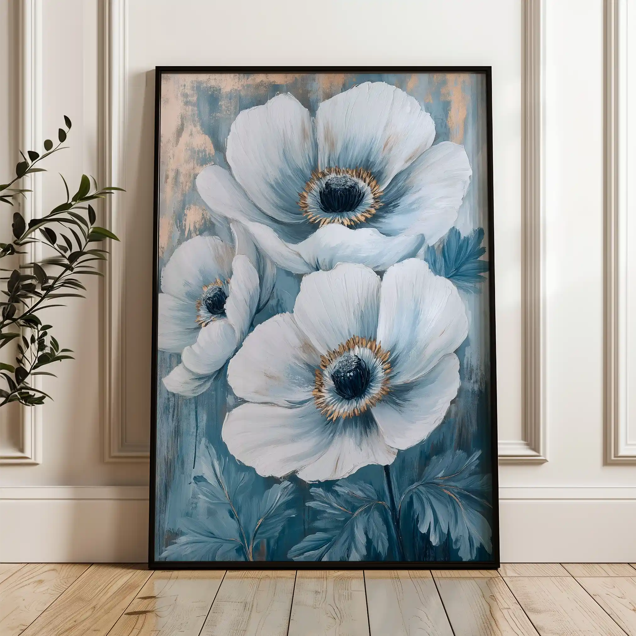 Floral 1475 Canvas Art 60 x 40 cm / Black