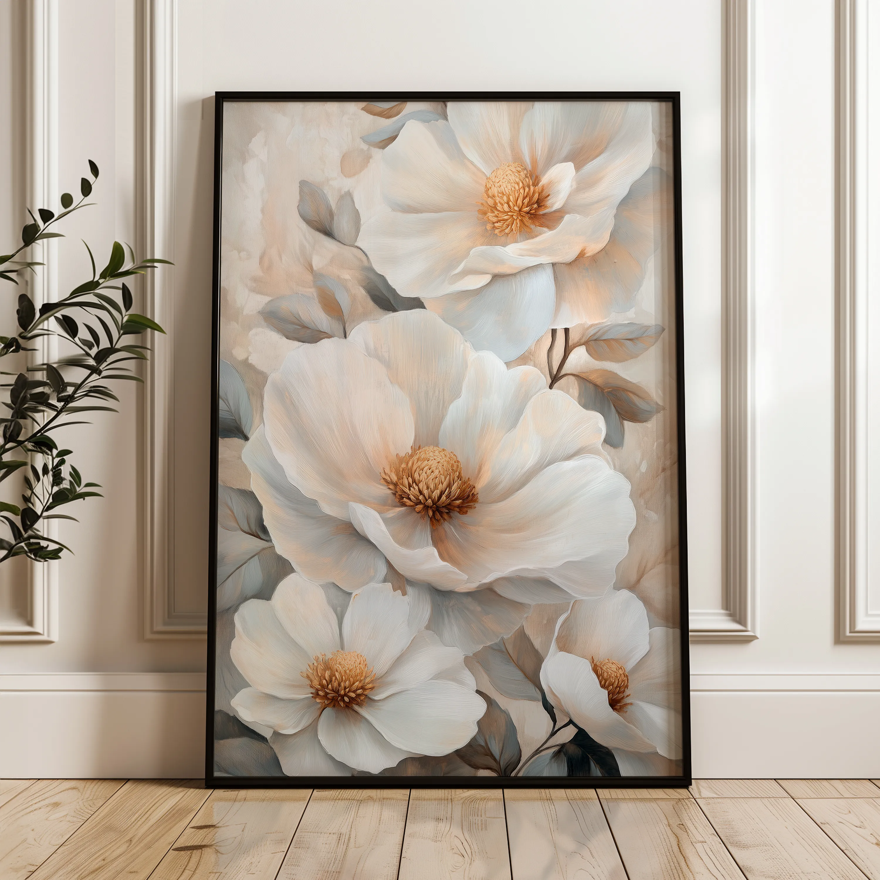 Floral 1476 Canvas Art 18" x 24" / 45 x 60 cm / Black