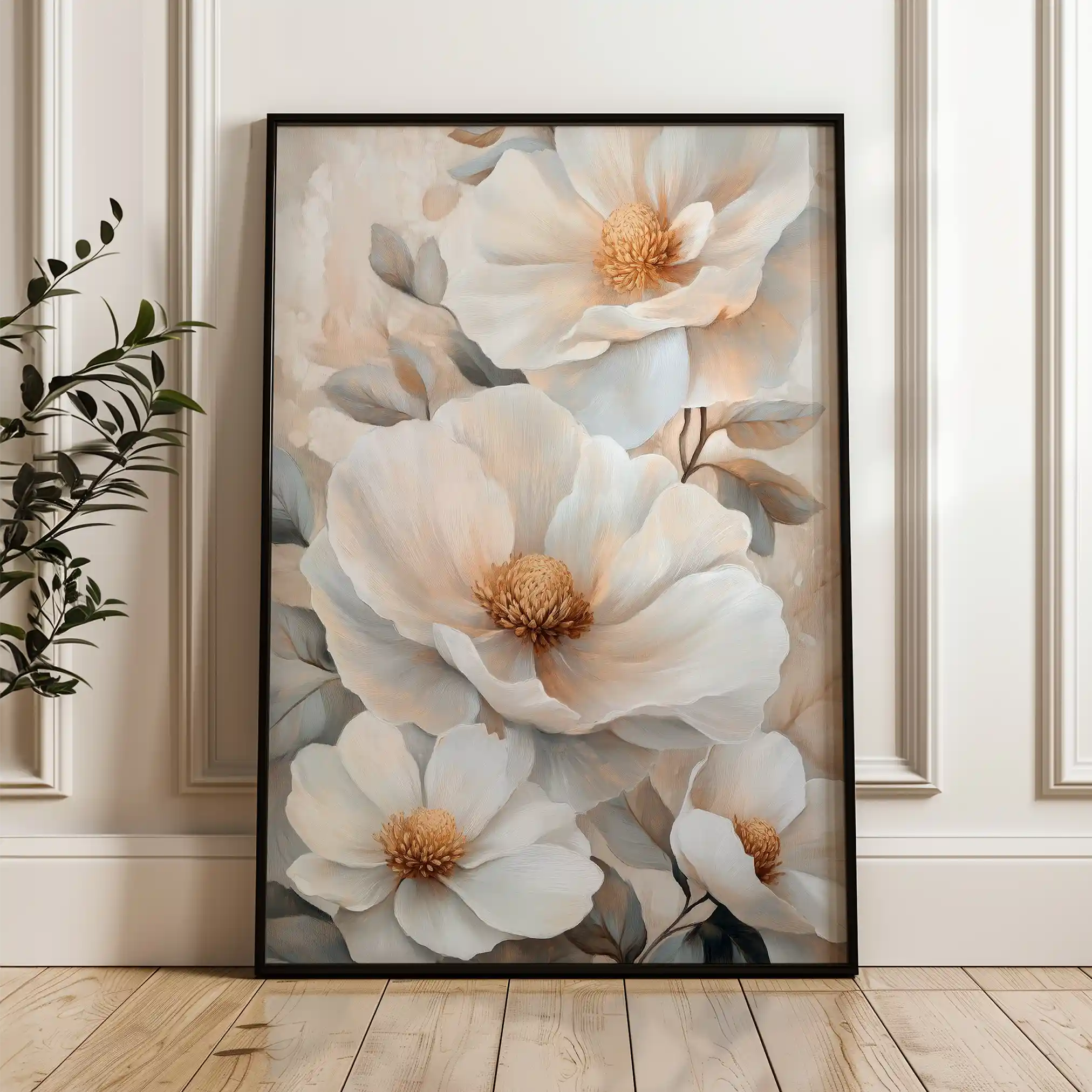 Floral 1476 Canvas Art 60 x 40 cm / Black