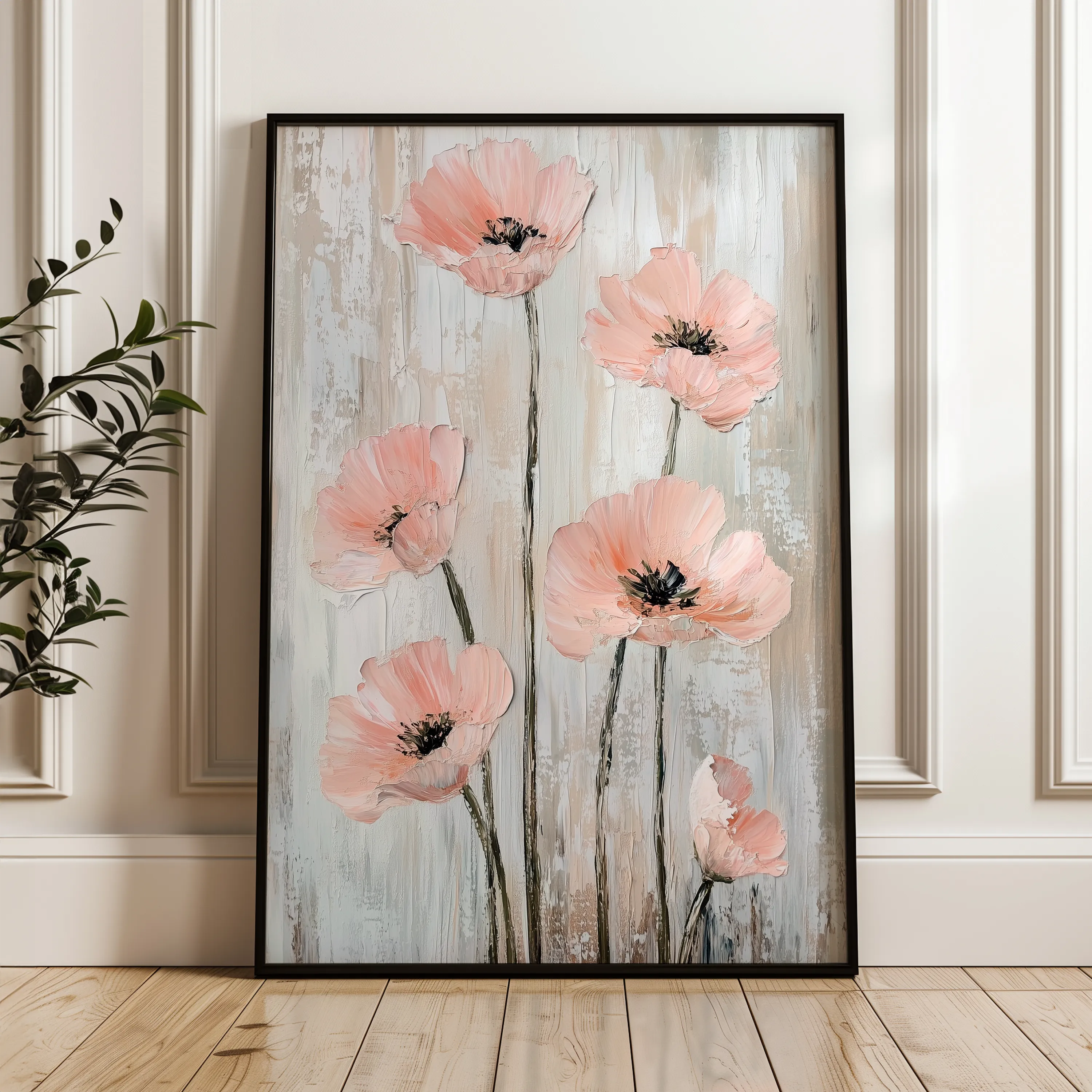 Floral 1477 Canvas Art 18" x 24" / 45 x 60 cm / Black