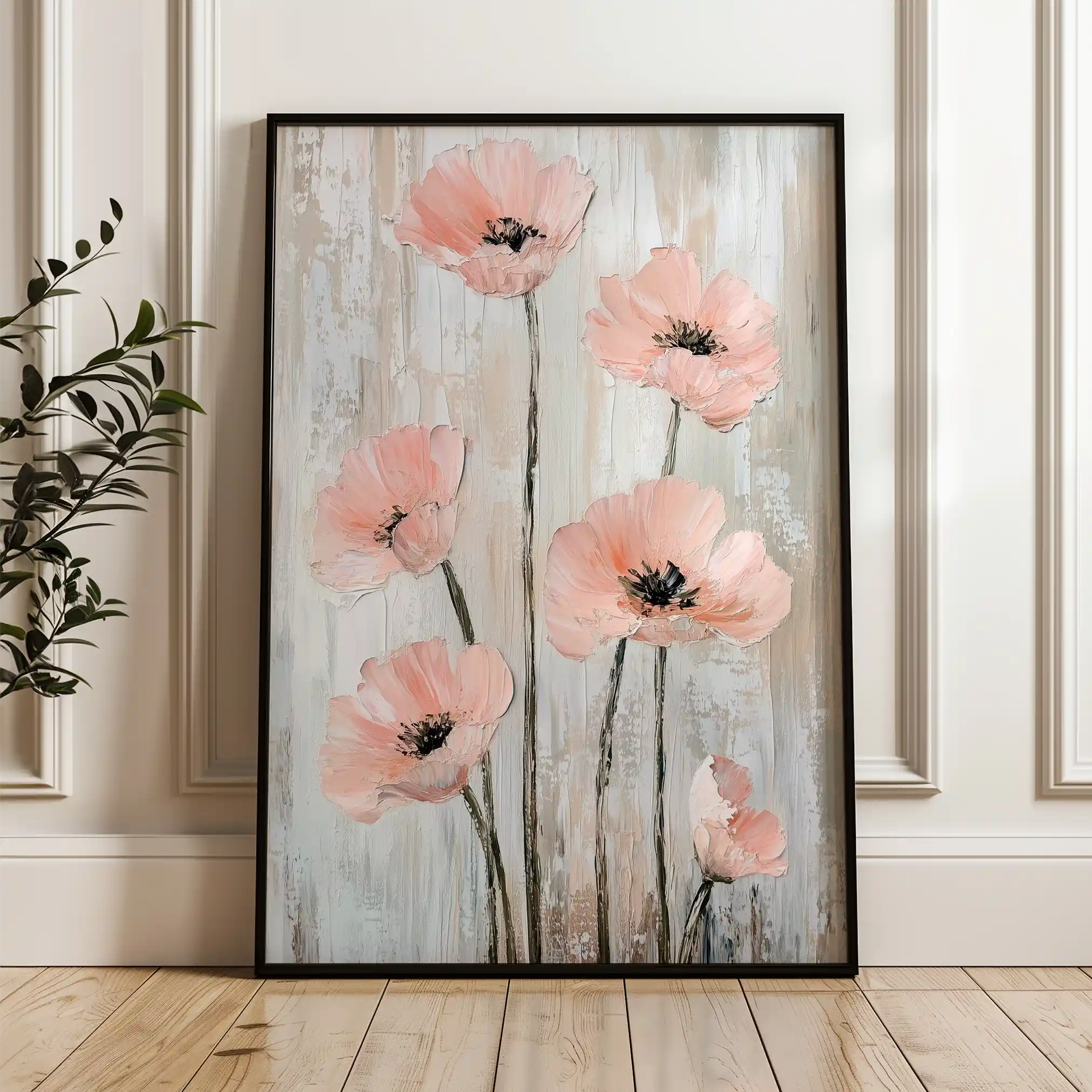 Floral 1477 Canvas Art 60 x 40 cm / Black