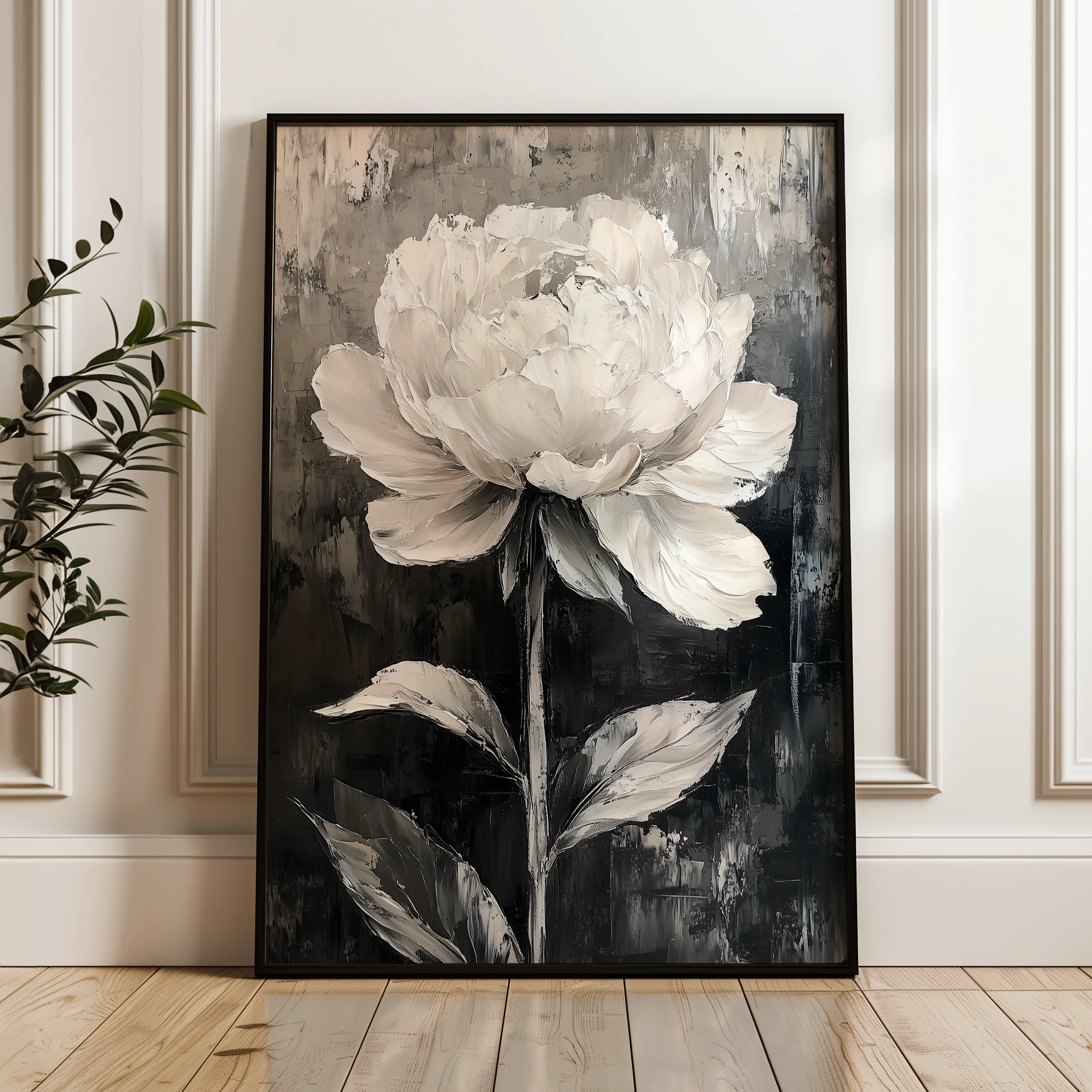 Floral 1478 Canvas Art 18" x 24" / 45 x 60 cm / Black