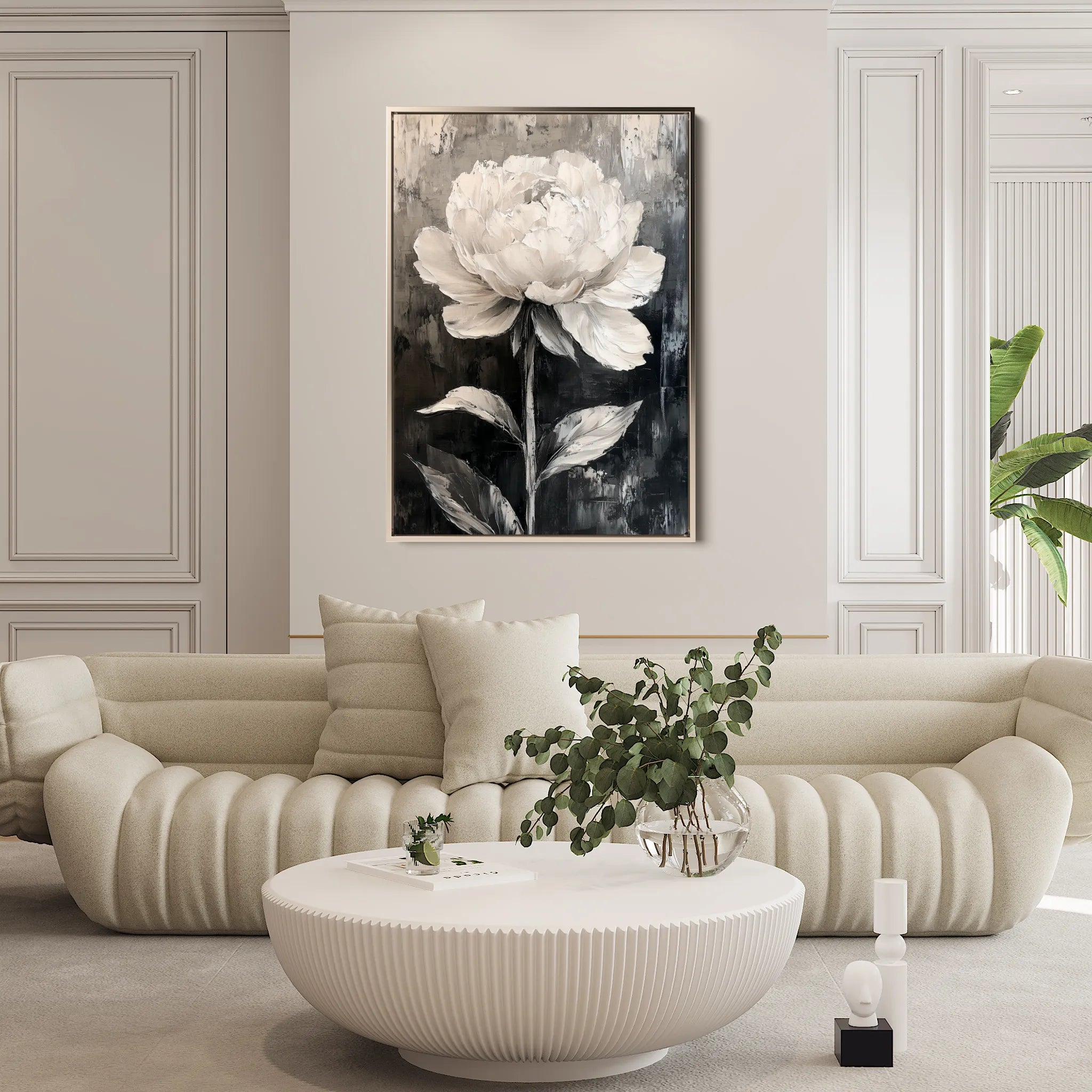 Floral 1478 Canvas Art 18" x 24" / 45 x 60 cm / Black