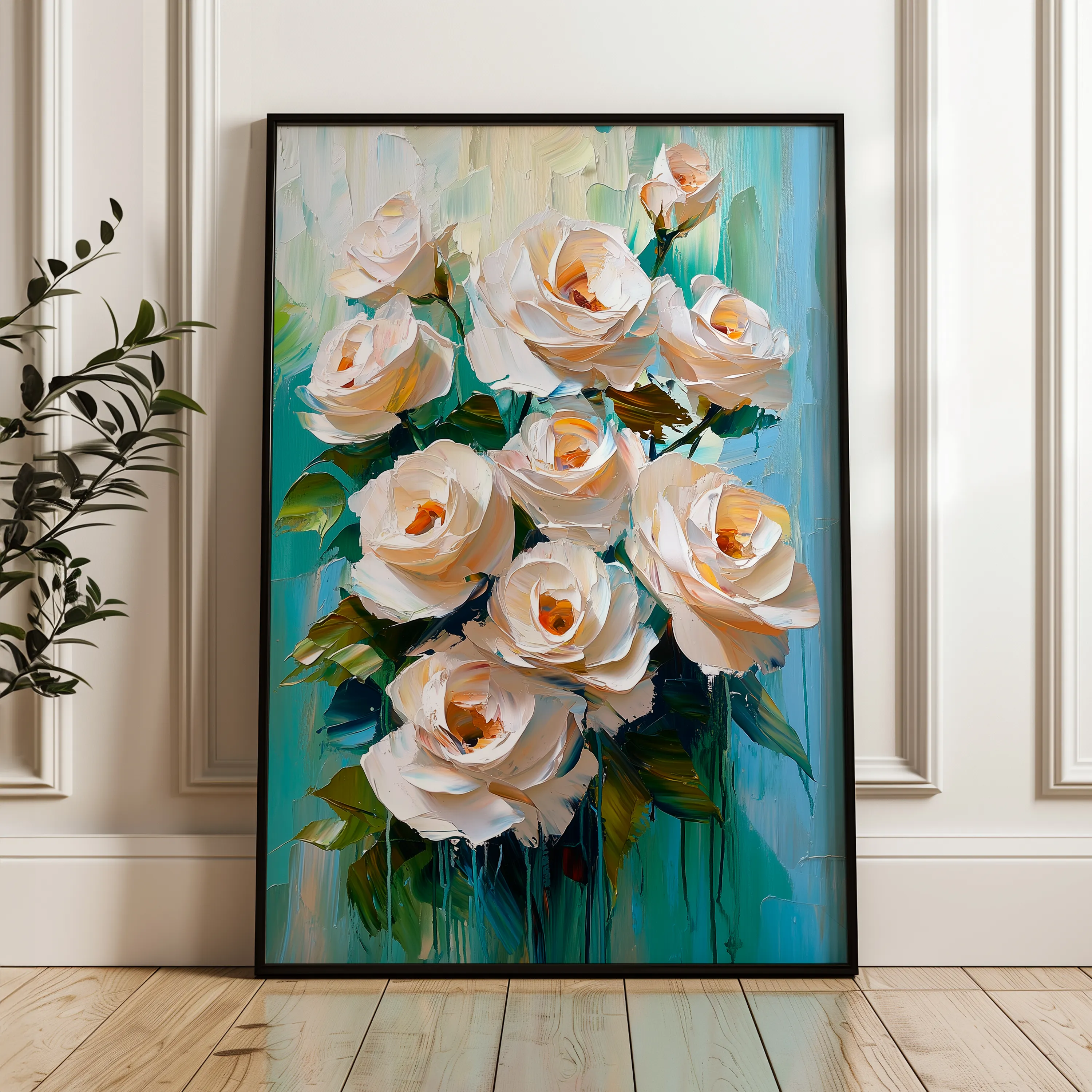 Floral 1479 Canvas Art 18" x 24" / 45 x 60 cm / Black