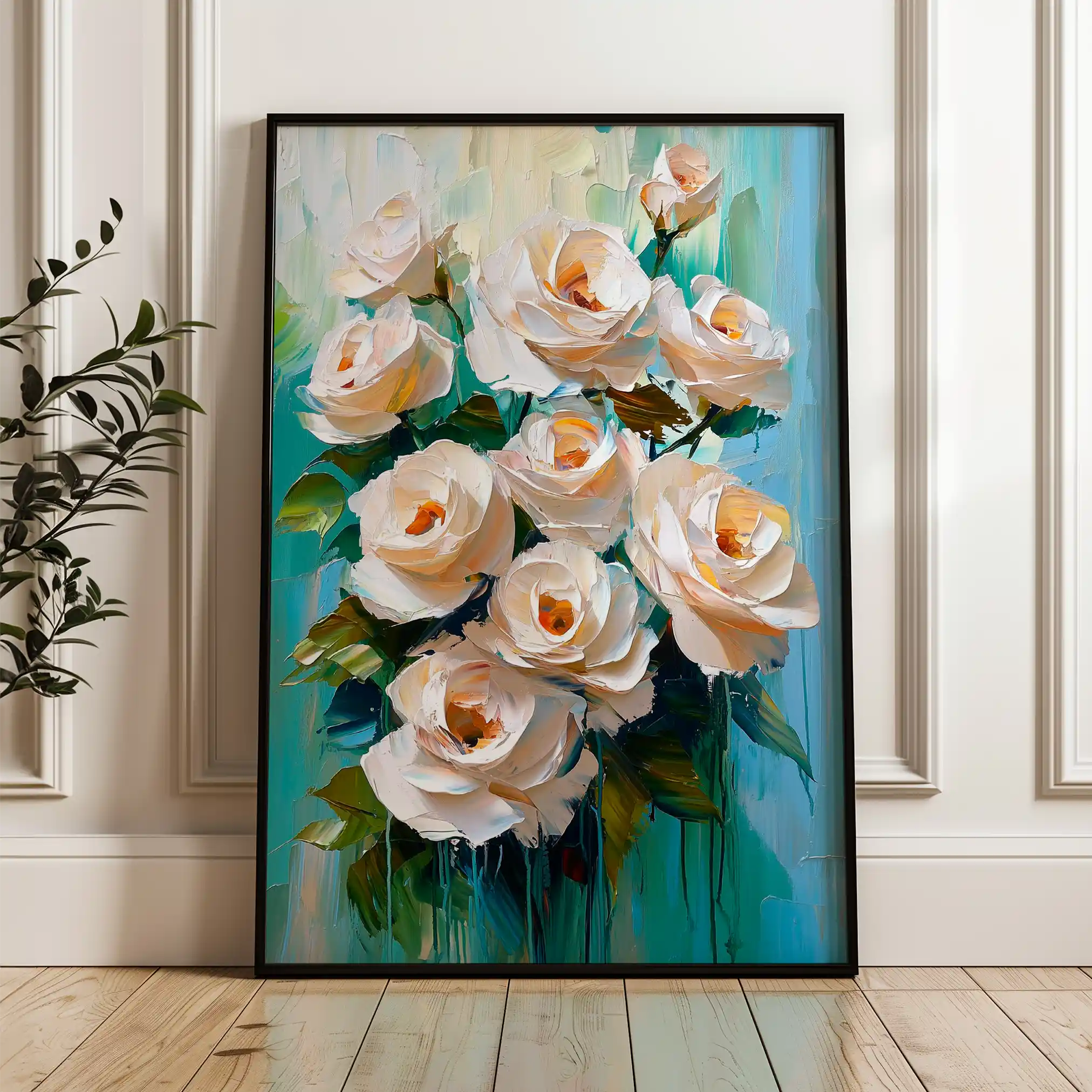 Floral 1479 Canvas Art 60 x 40 cm / Black