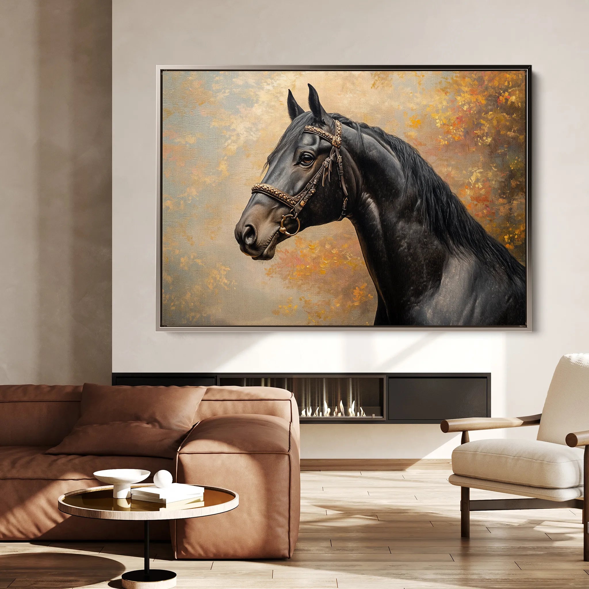 Horses 148 Canvas Art 18" x 24" / 45 x 60 cm / Black