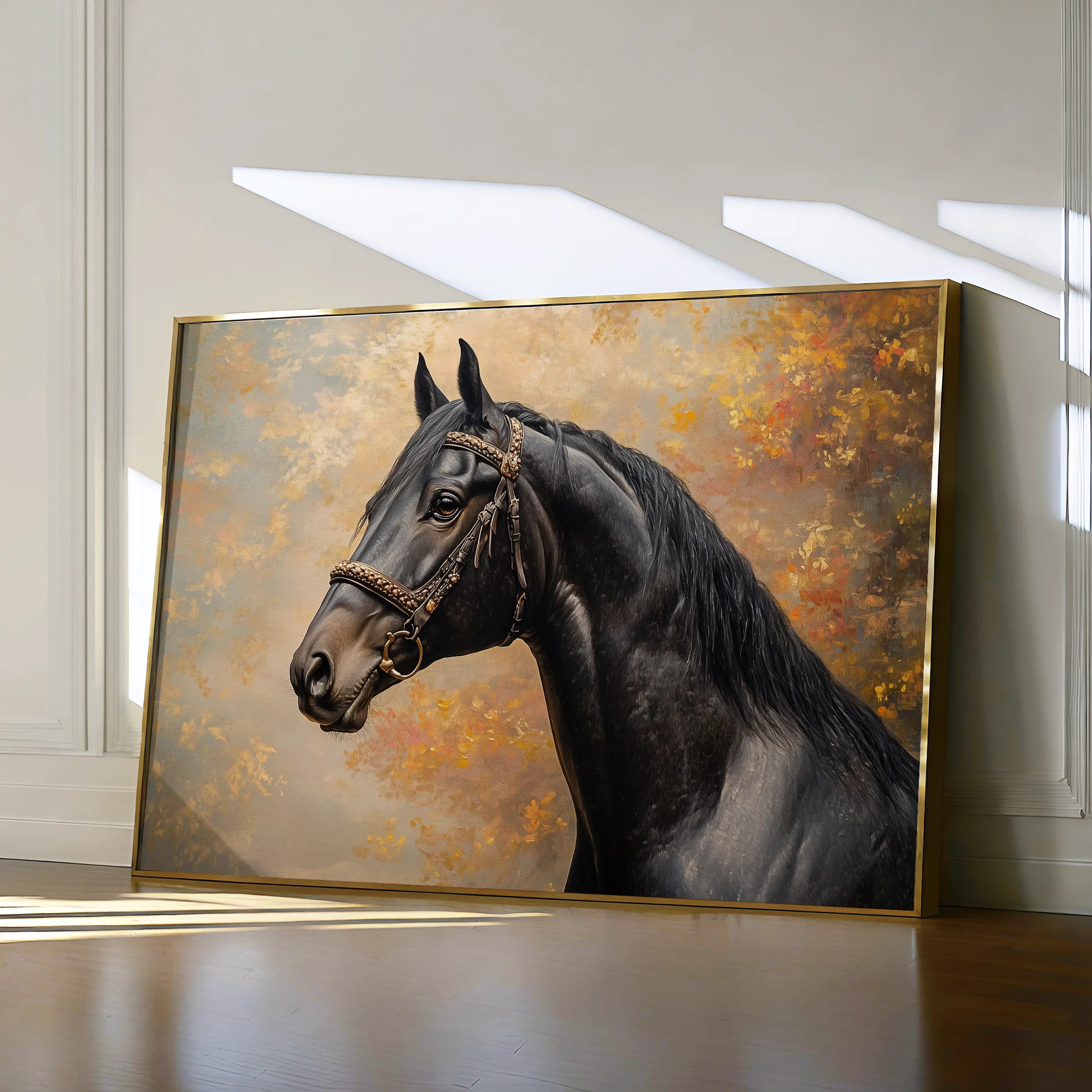 Horses 148 Canvas Art 18" x 24" / 45 x 60 cm / Black