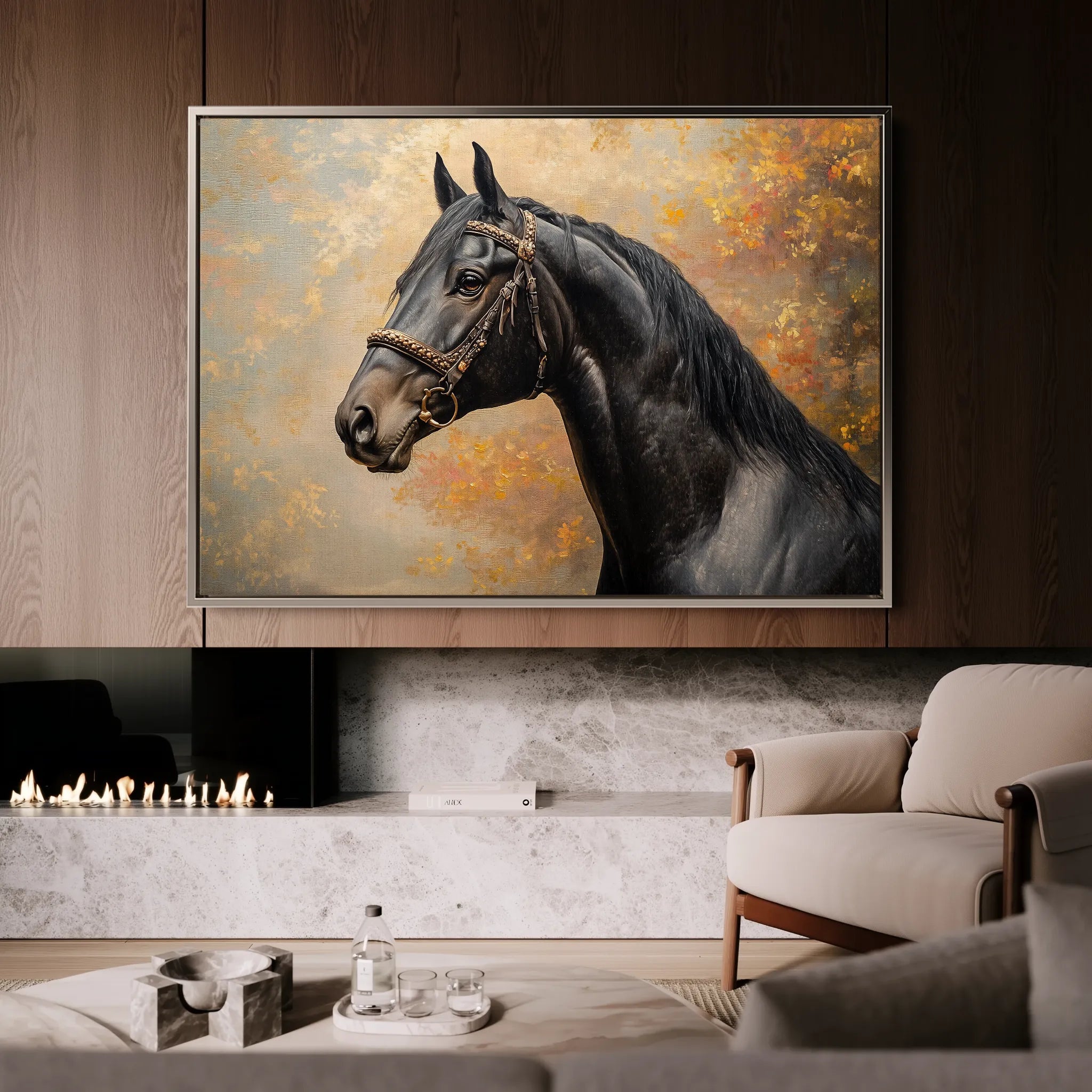 Horses 148 Canvas Art 18" x 24" / 45 x 60 cm / Black