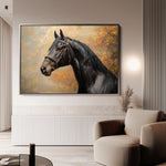 Horses 148 Canvas Art 18" x 24" / 45 x 60 cm / Black