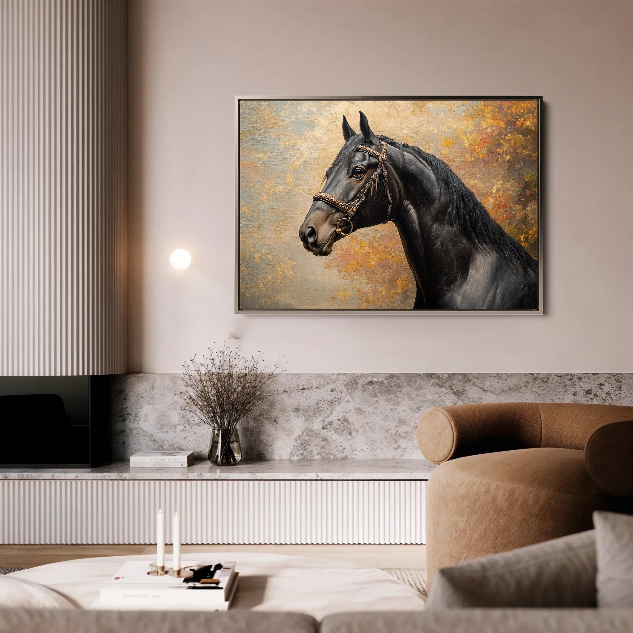 Horses 148 Canvas Art 18" x 24" / 45 x 60 cm / Black