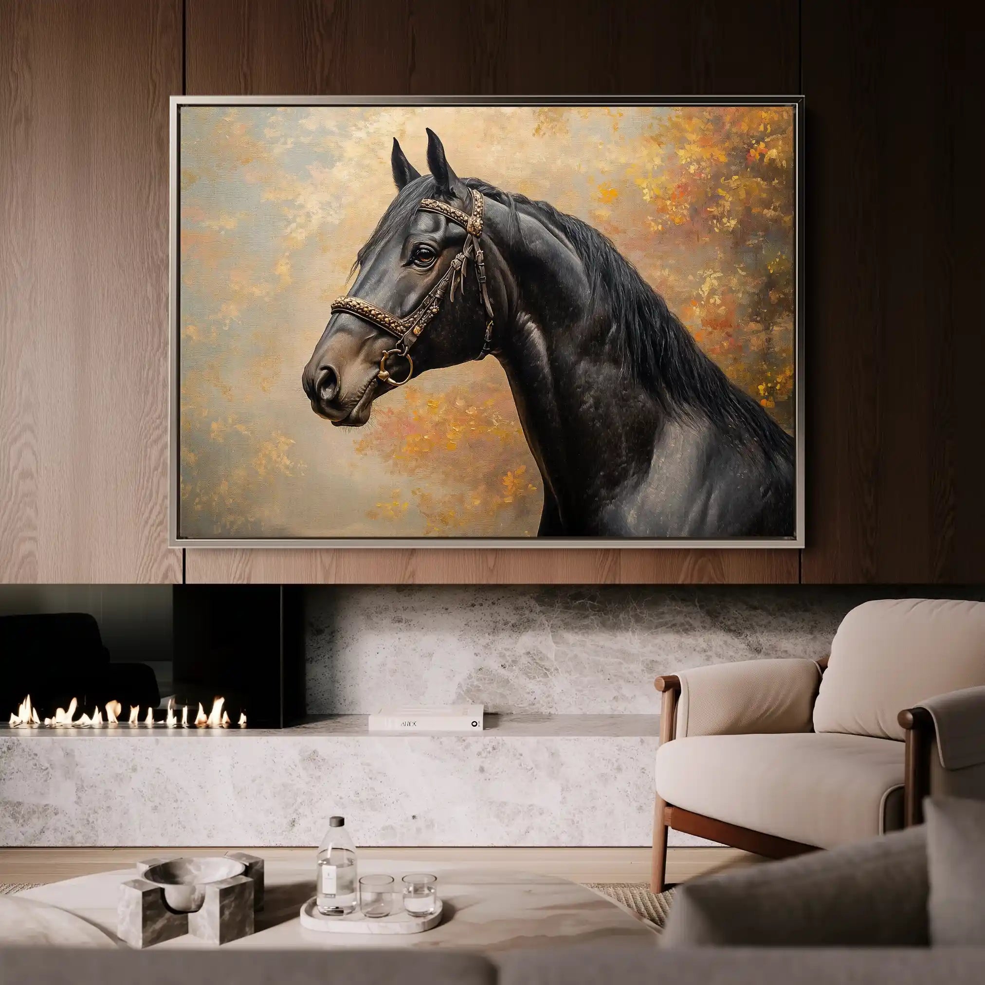 Horses 148 Canvas Art 60 x 40 cm / Black
