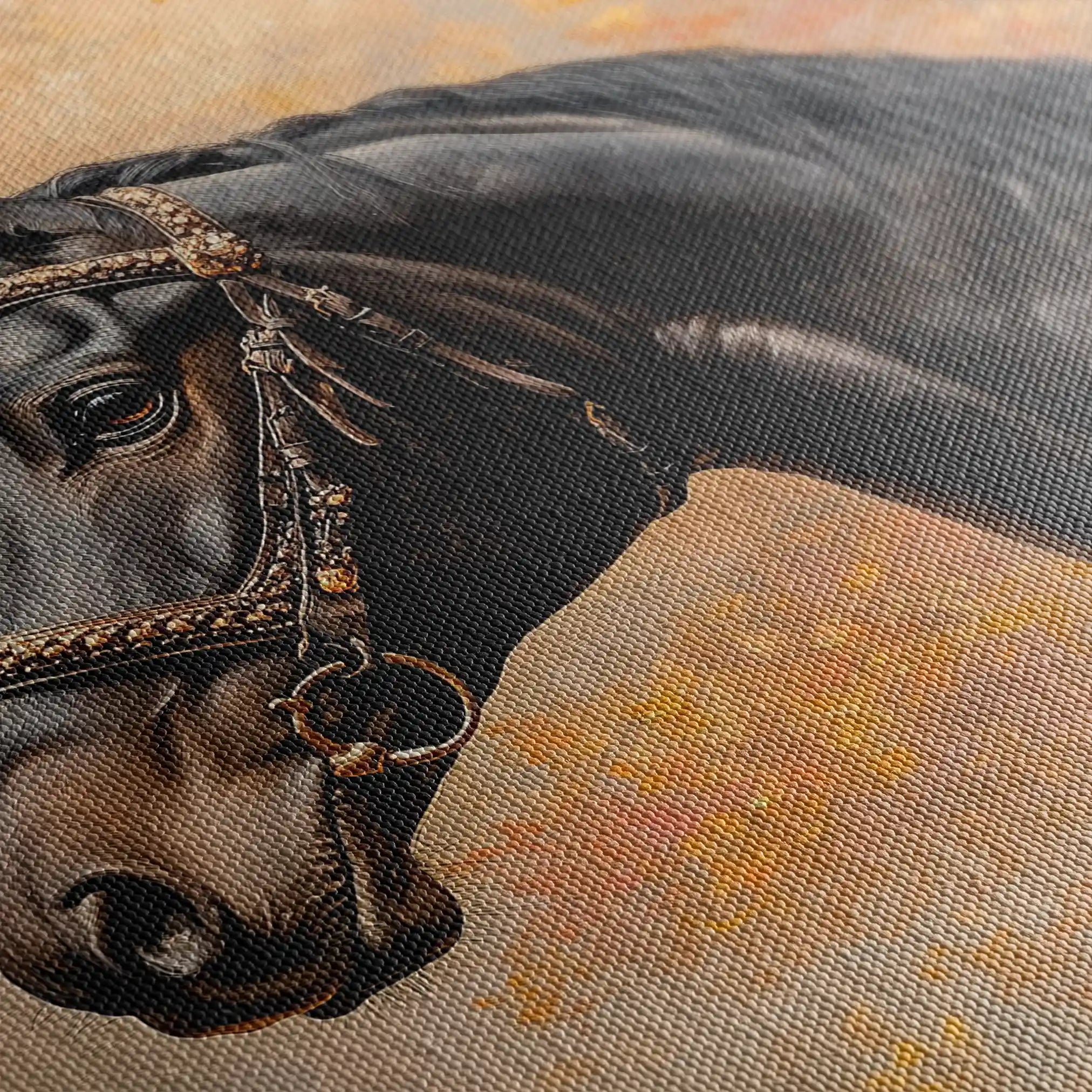 Horses 148 Canvas Art 60 x 40 cm / Black