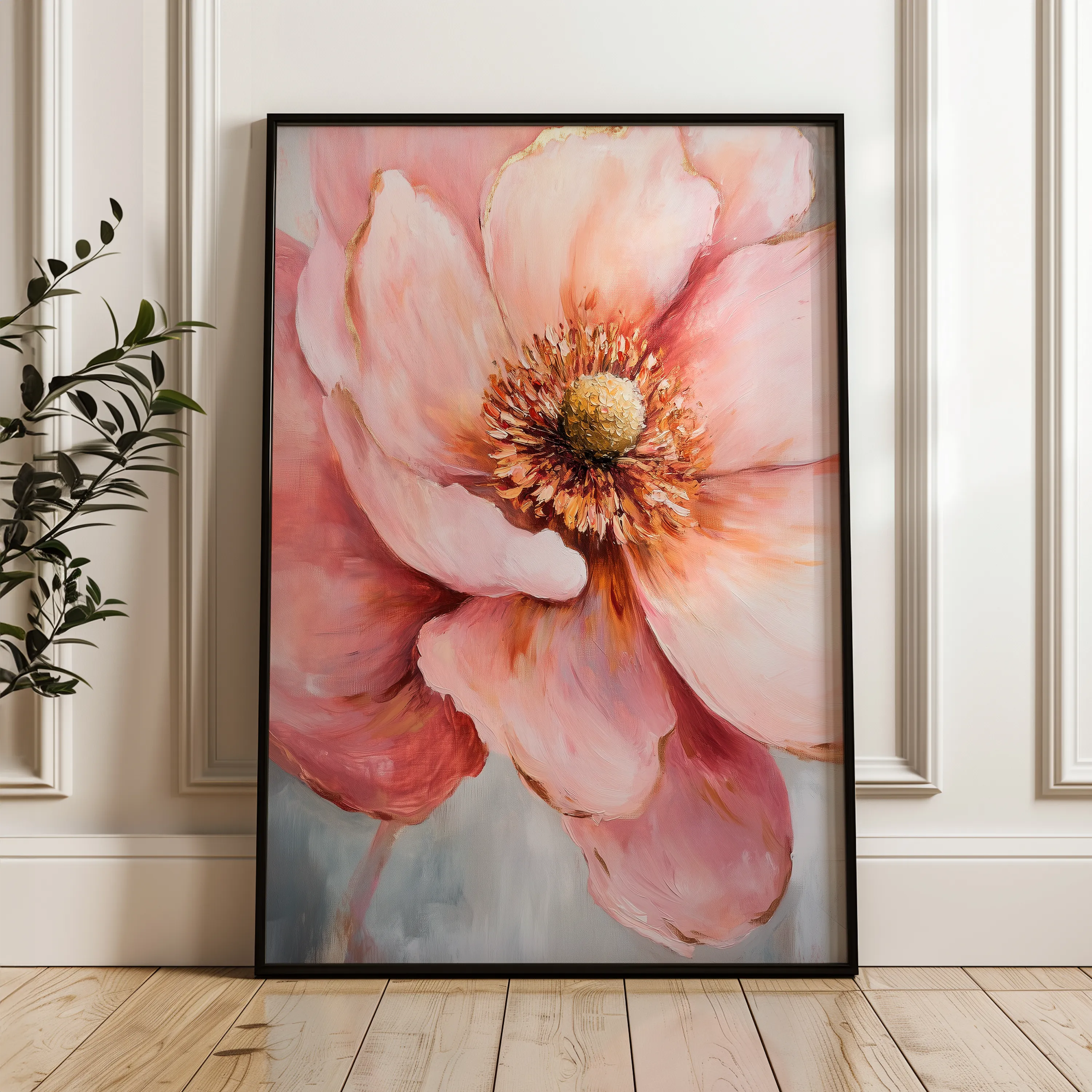 Floral 1481 Canvas Art 18" x 24" / 45 x 60 cm / Black