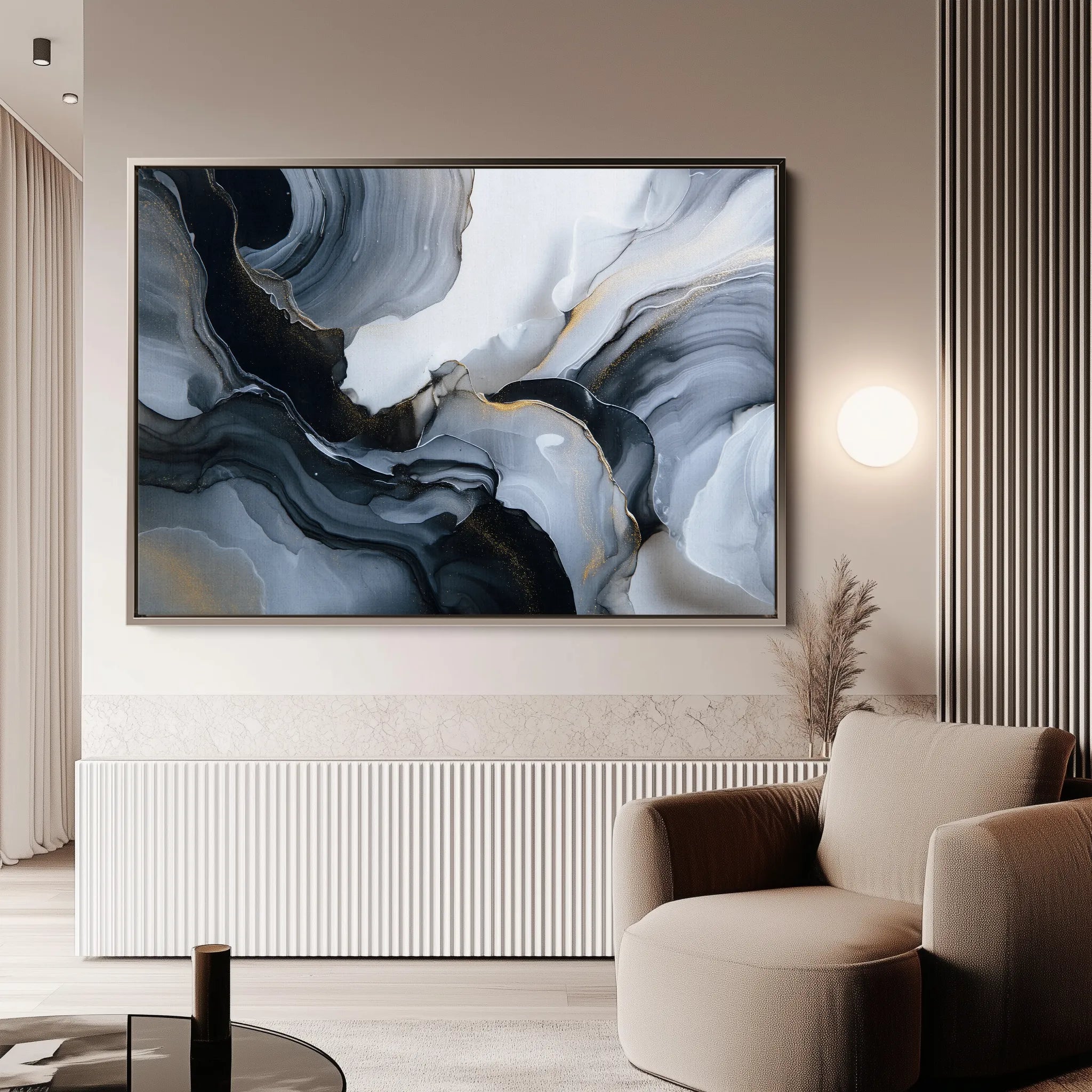 Abstract 1482 Canvas Art 18" x 24" / 45 x 60 cm / Black