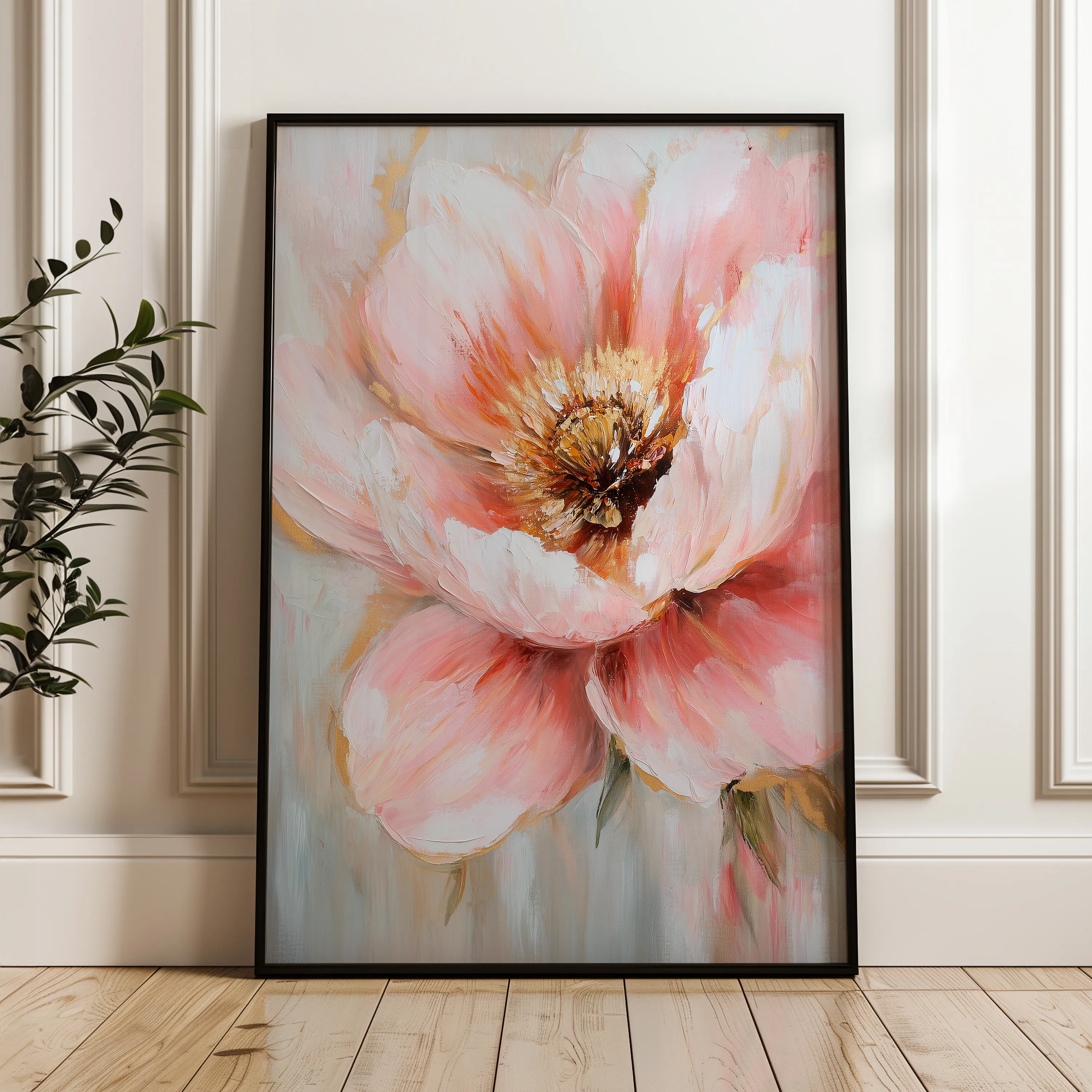 Floral 1482 Canvas Art 18" x 24" / 45 x 60 cm / Black